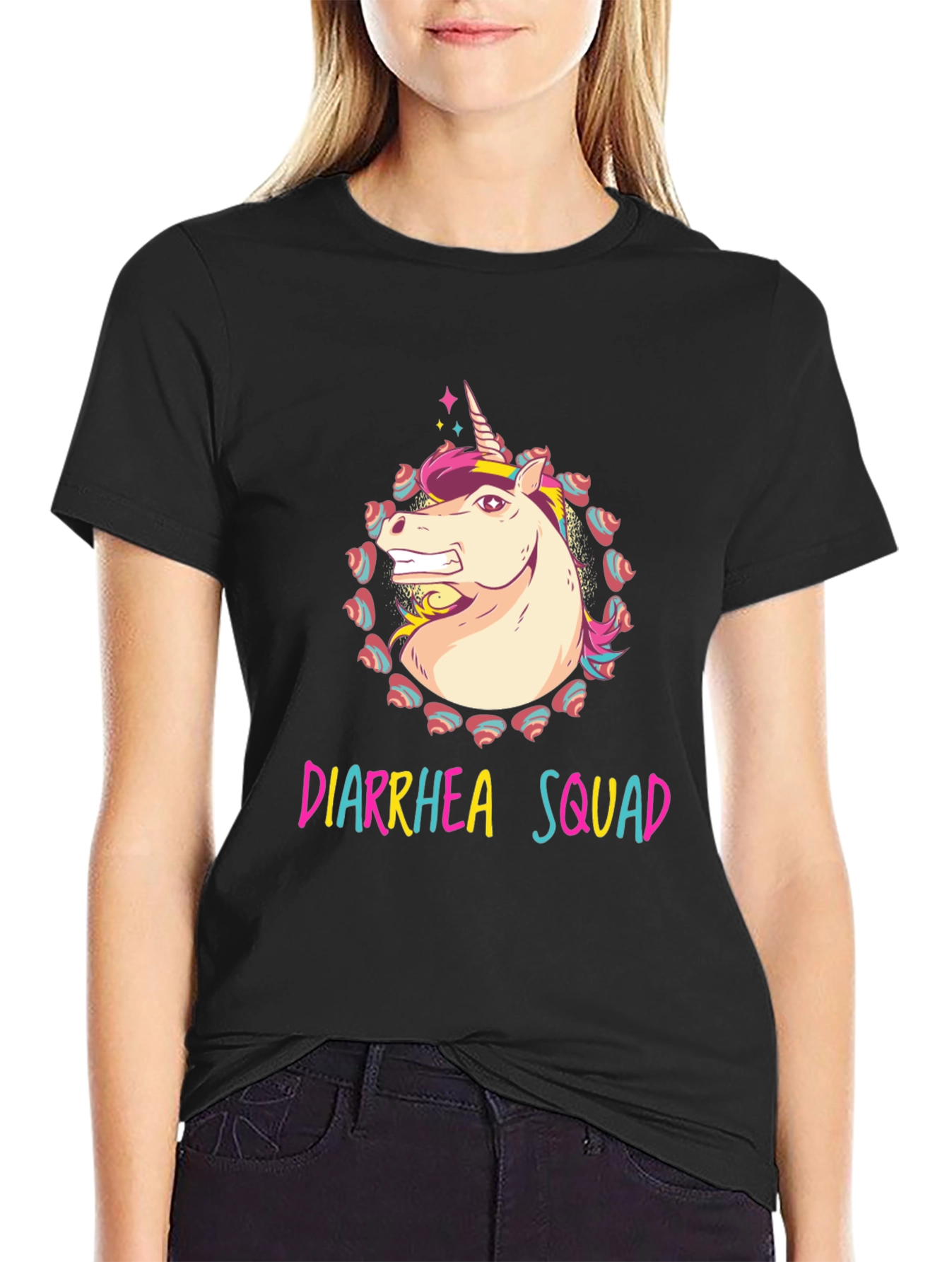 Black Diarrhea Squad Unicorn Graphic Tee view 2
