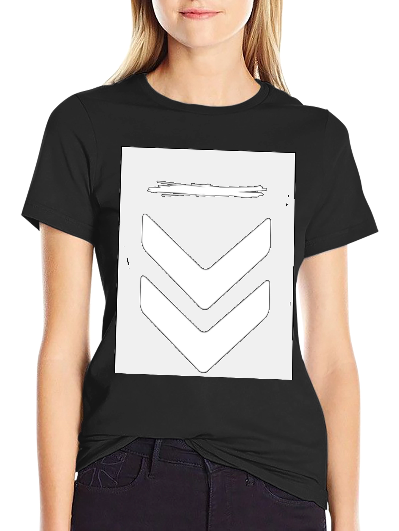 Black Stylish Black Graphic Tee - Arrow Design view 2