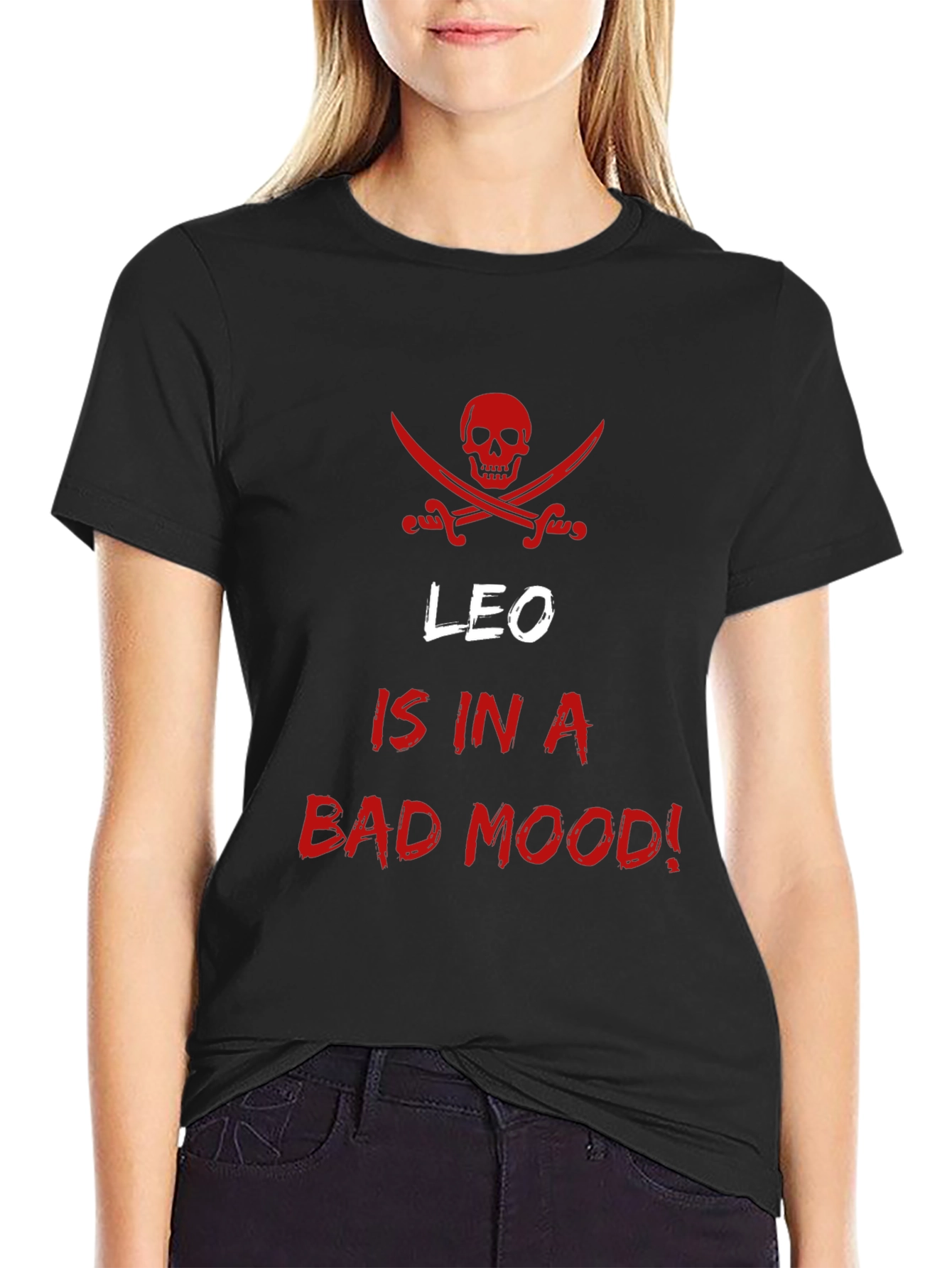 Black Leo Bad Mood Black T-Shirt view 2