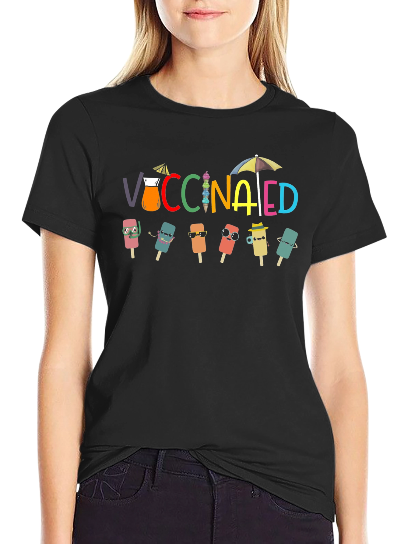 Black Vaccinated Popsicle Summer T-Shirt view 2