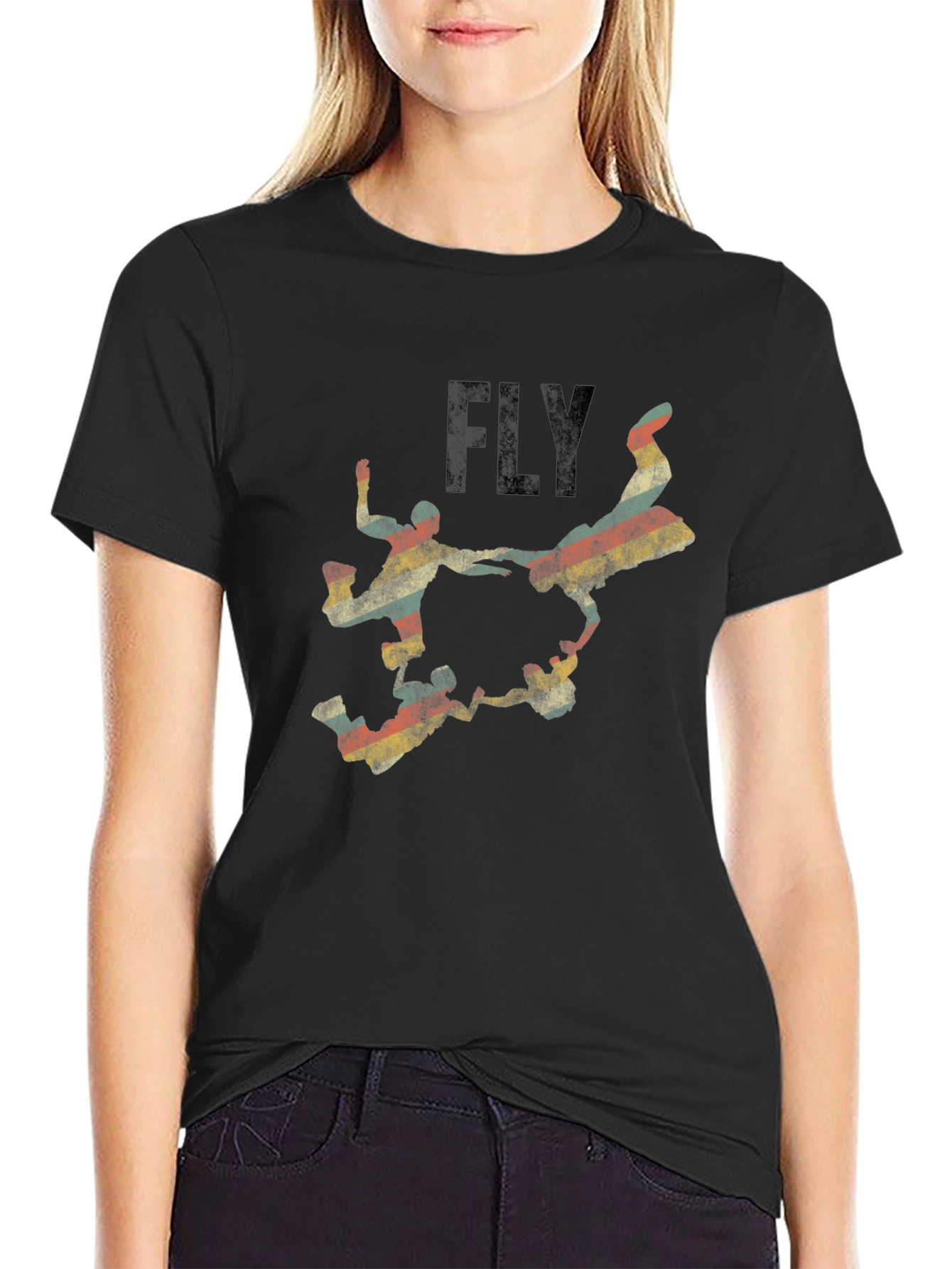 Black Vintage Skydive Graphic Black T-Shirt view 2