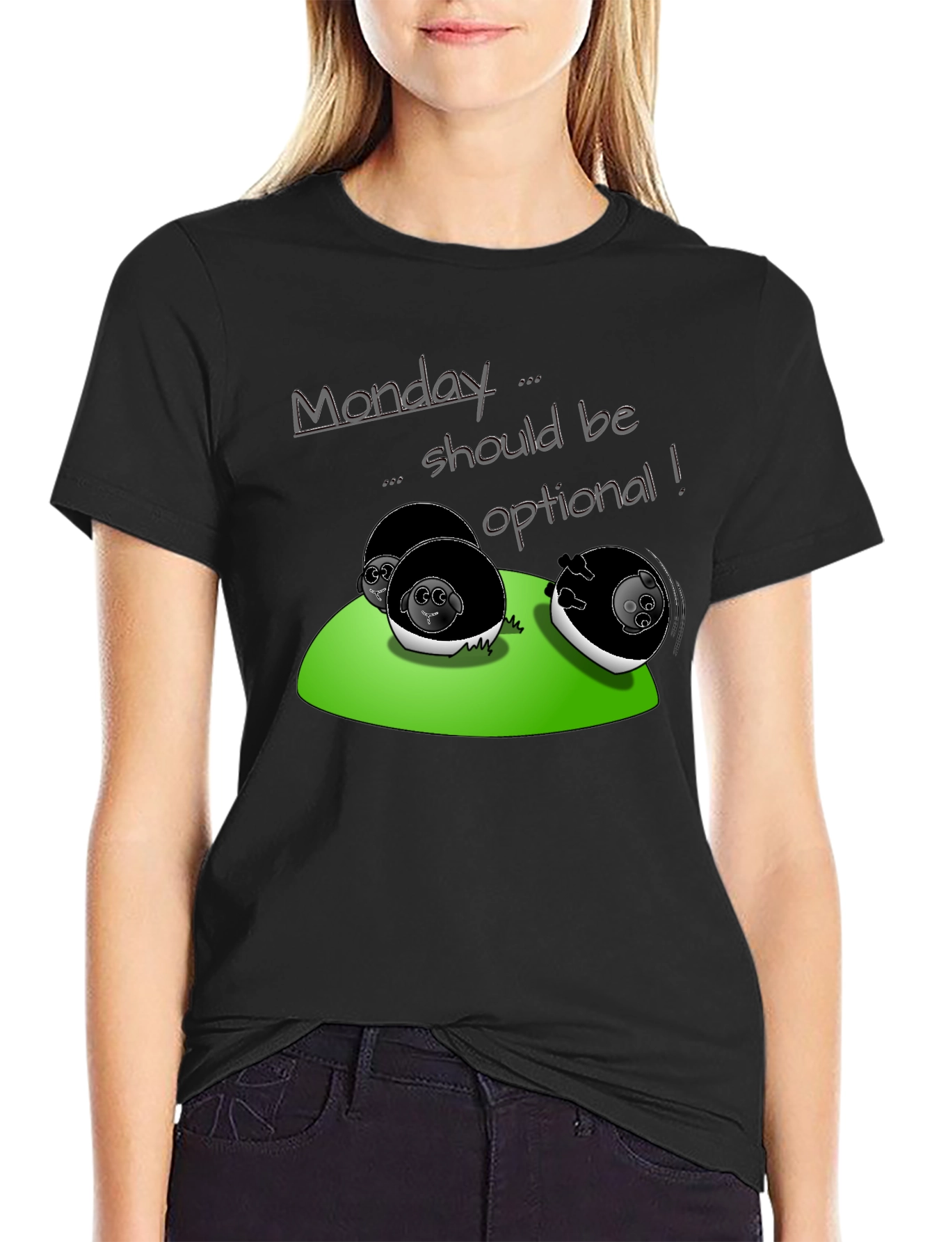 Black Monday Should Be Optional T-Shirt - Fun & Casual Tee view 2