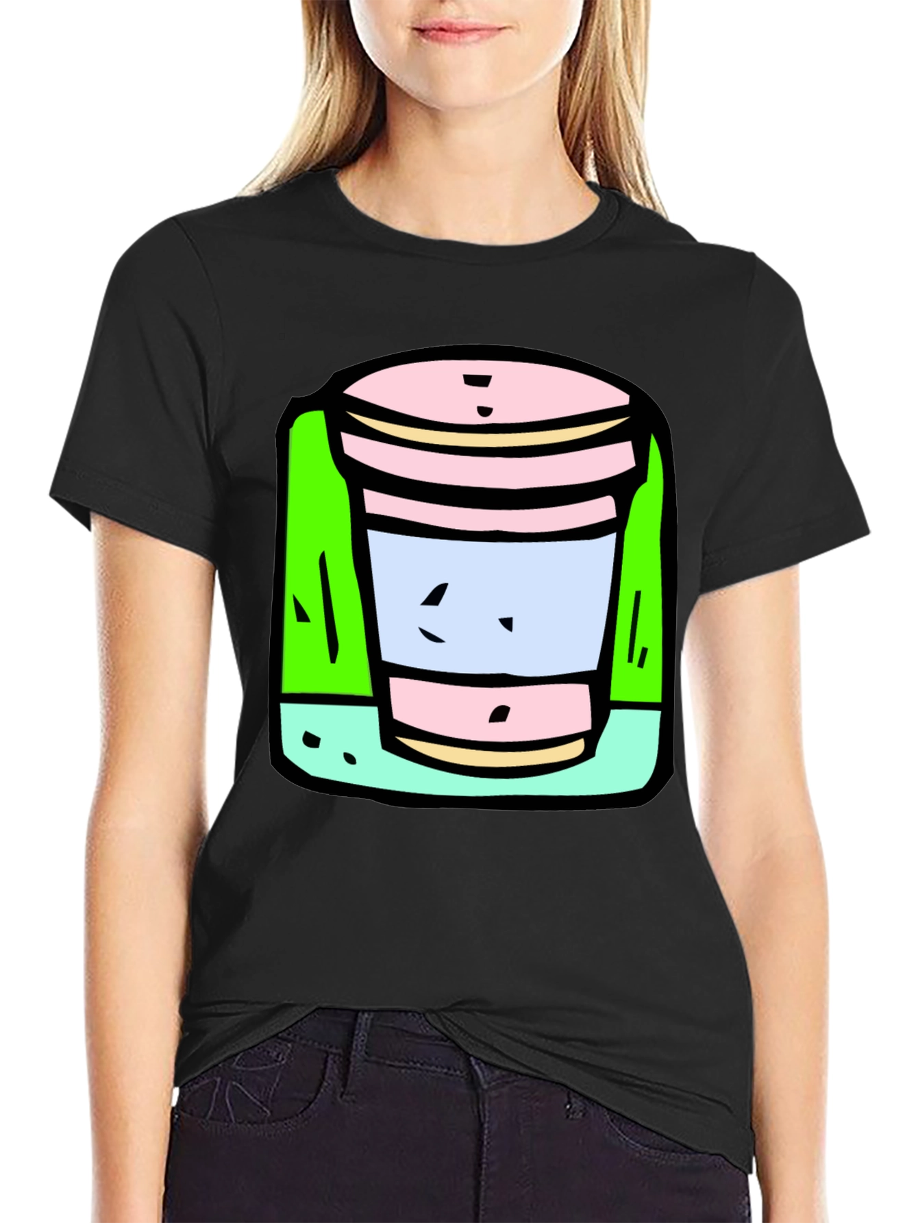 Black Cartoon Cup T-Shirt: Fun, Unique Graphic Tee view 2