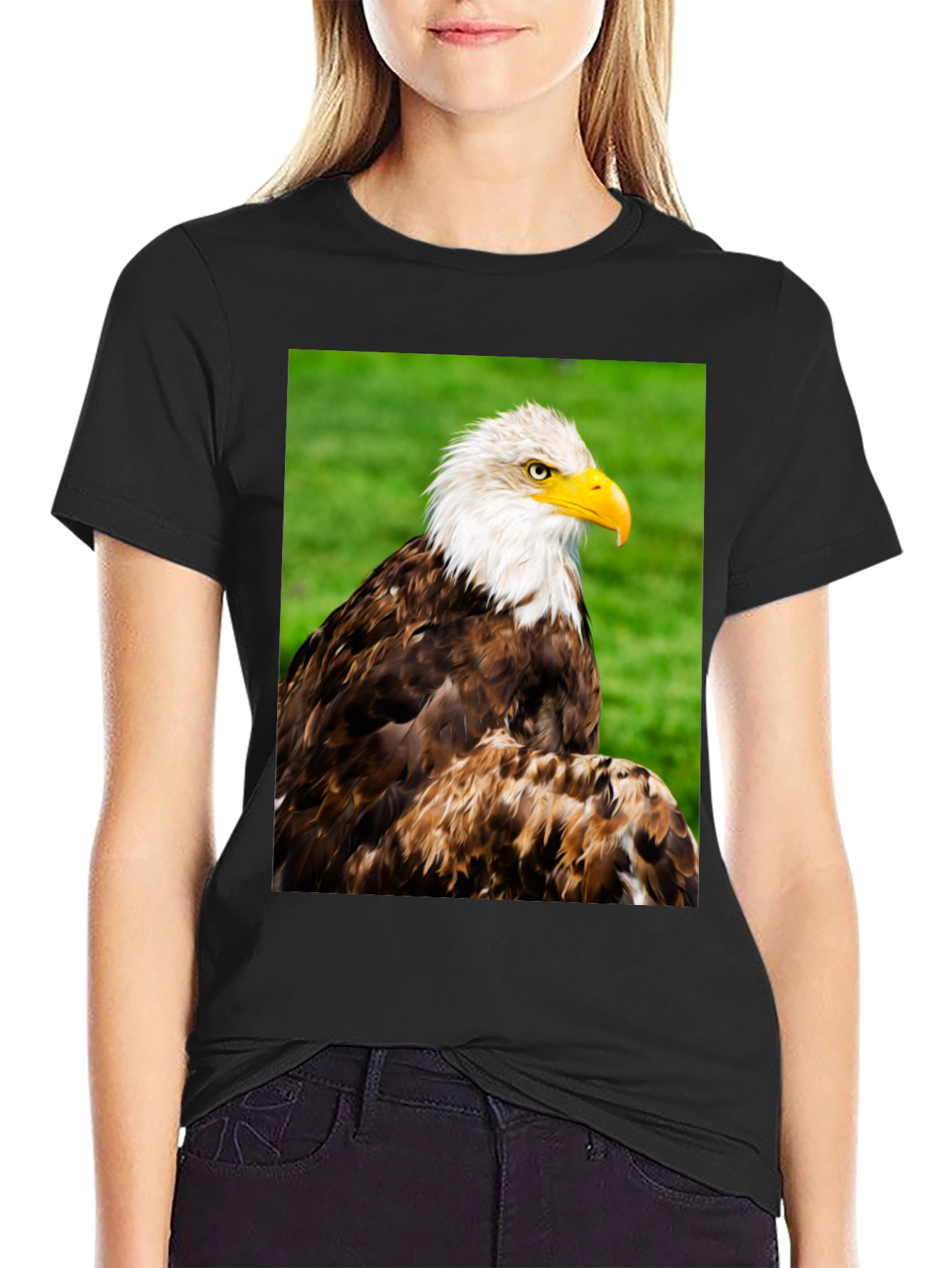 Black Bald Eagle Graphic T-Shirt view 2