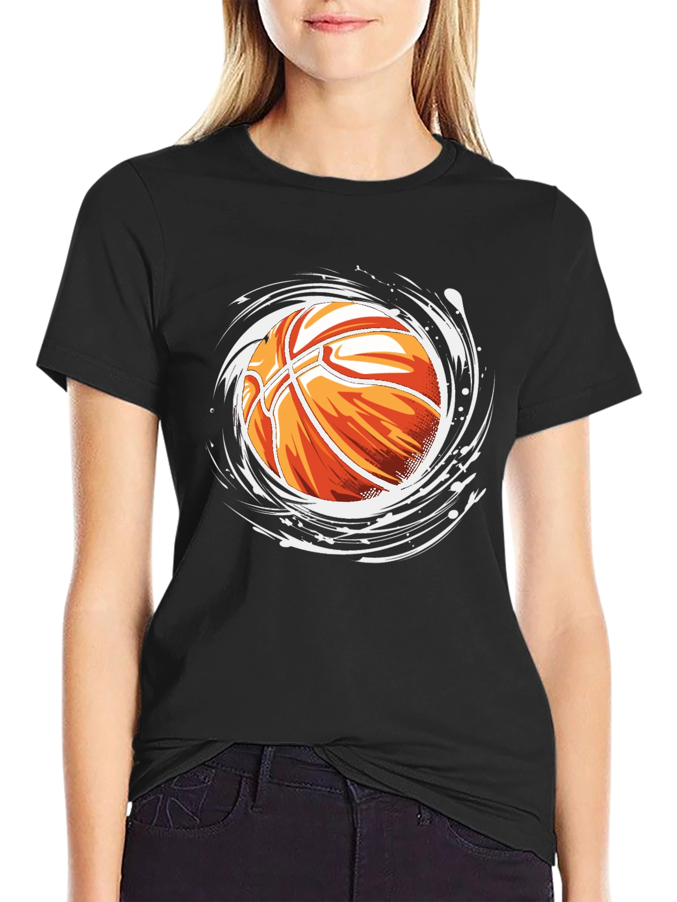 Basketball Graphic Tee - Black Cotton Blend - 2