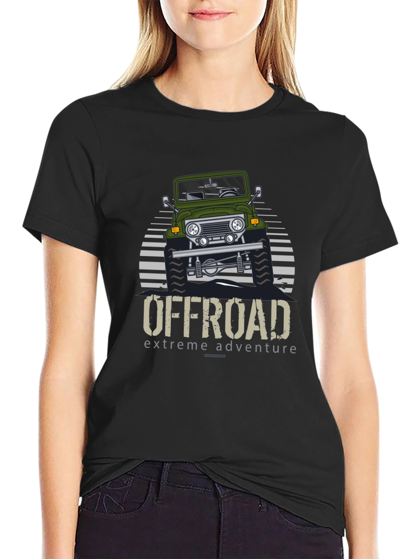 Black Off Road Extreme Adventure Graphic T-Shirt view 2