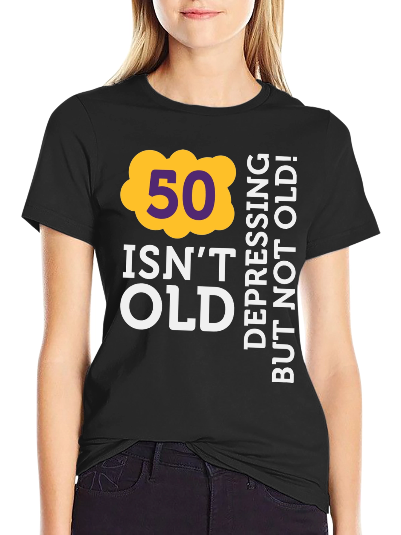 Black Funny 50th Birthday T-Shirt - Not Old! view 2