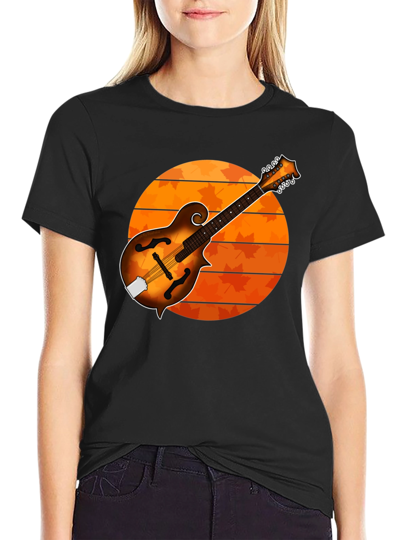 Black Mandolin Sunset Graphic Tee - Musician's Gift view 2