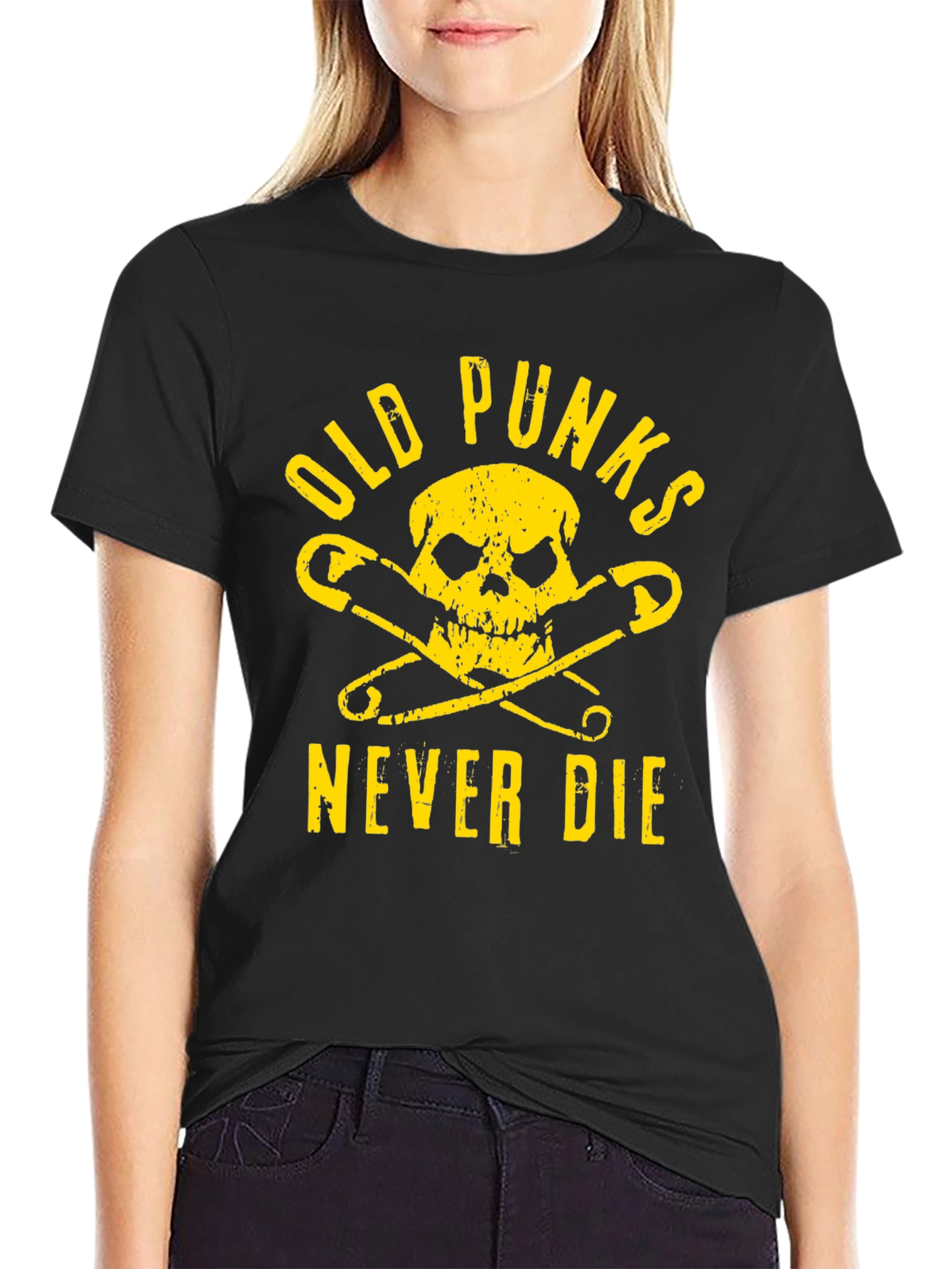 Black Old Punks Never Die T-Shirt view 2