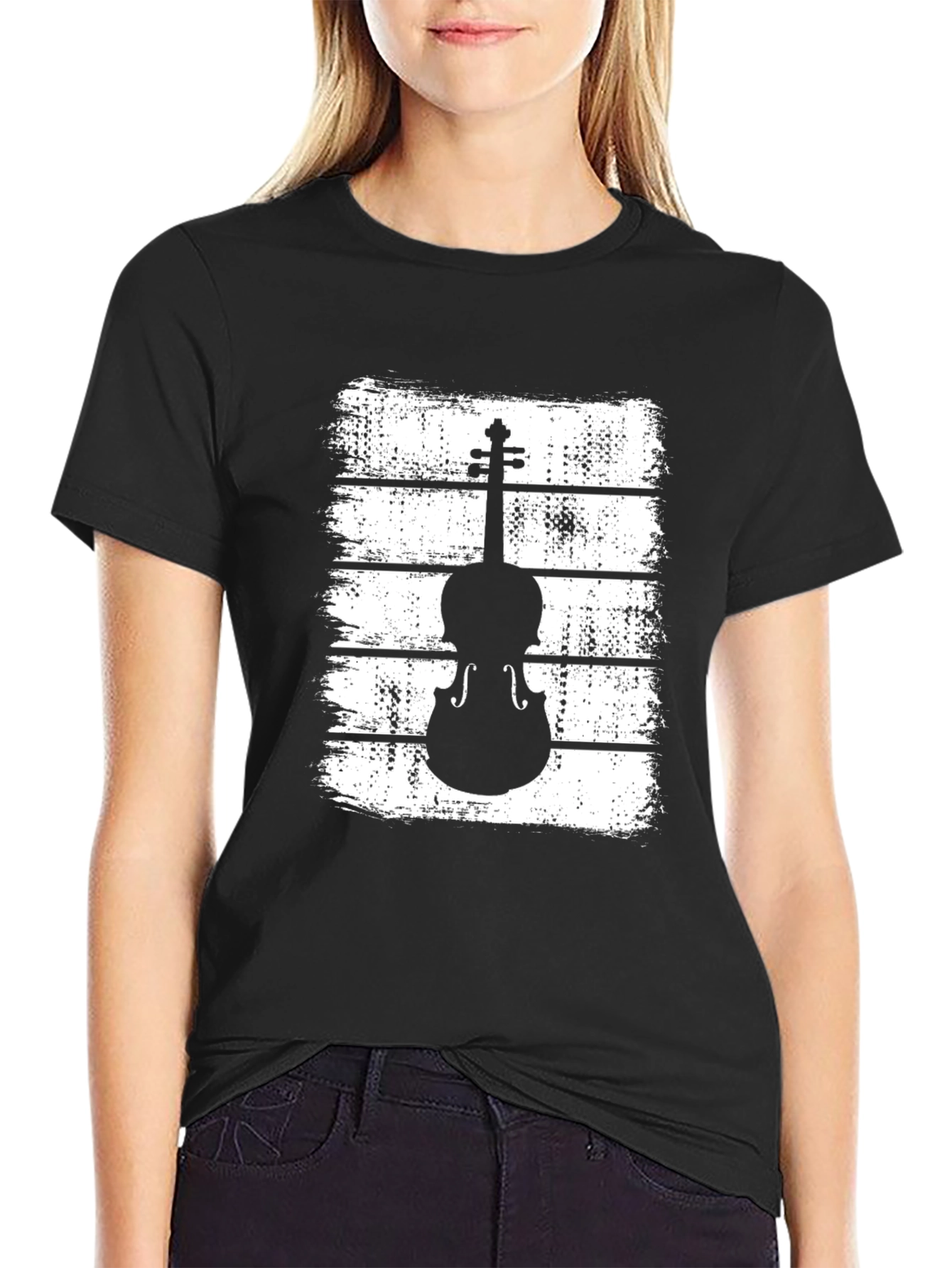 Black Violin Graphic T-Shirt - Musical Instrument Tee view 2