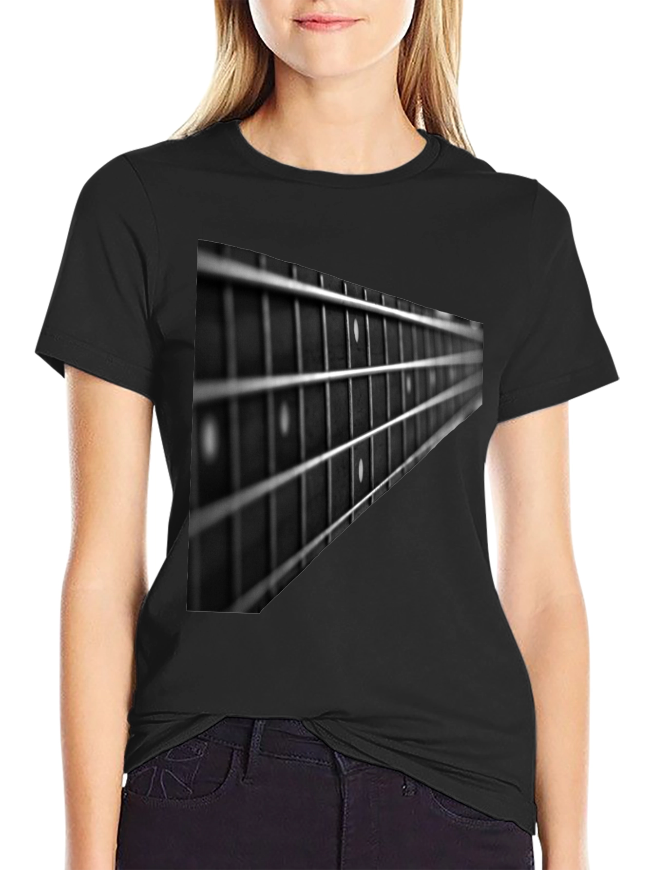 Black Guitar Fretboard Graphic Tee - Black view 2