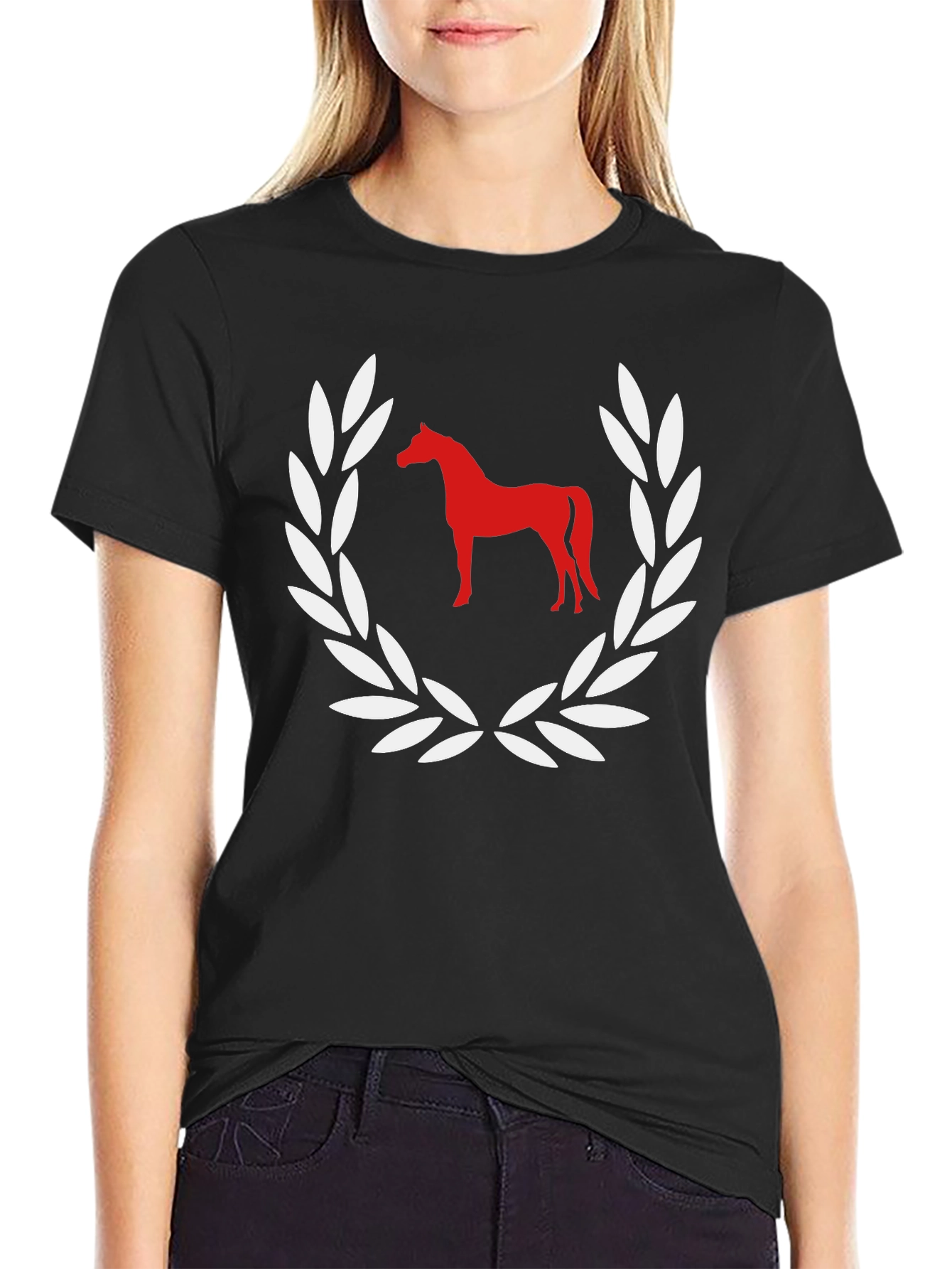 Black Horse Laurel Wreath Graphic Tee - Stylish Casual Shirt view 2