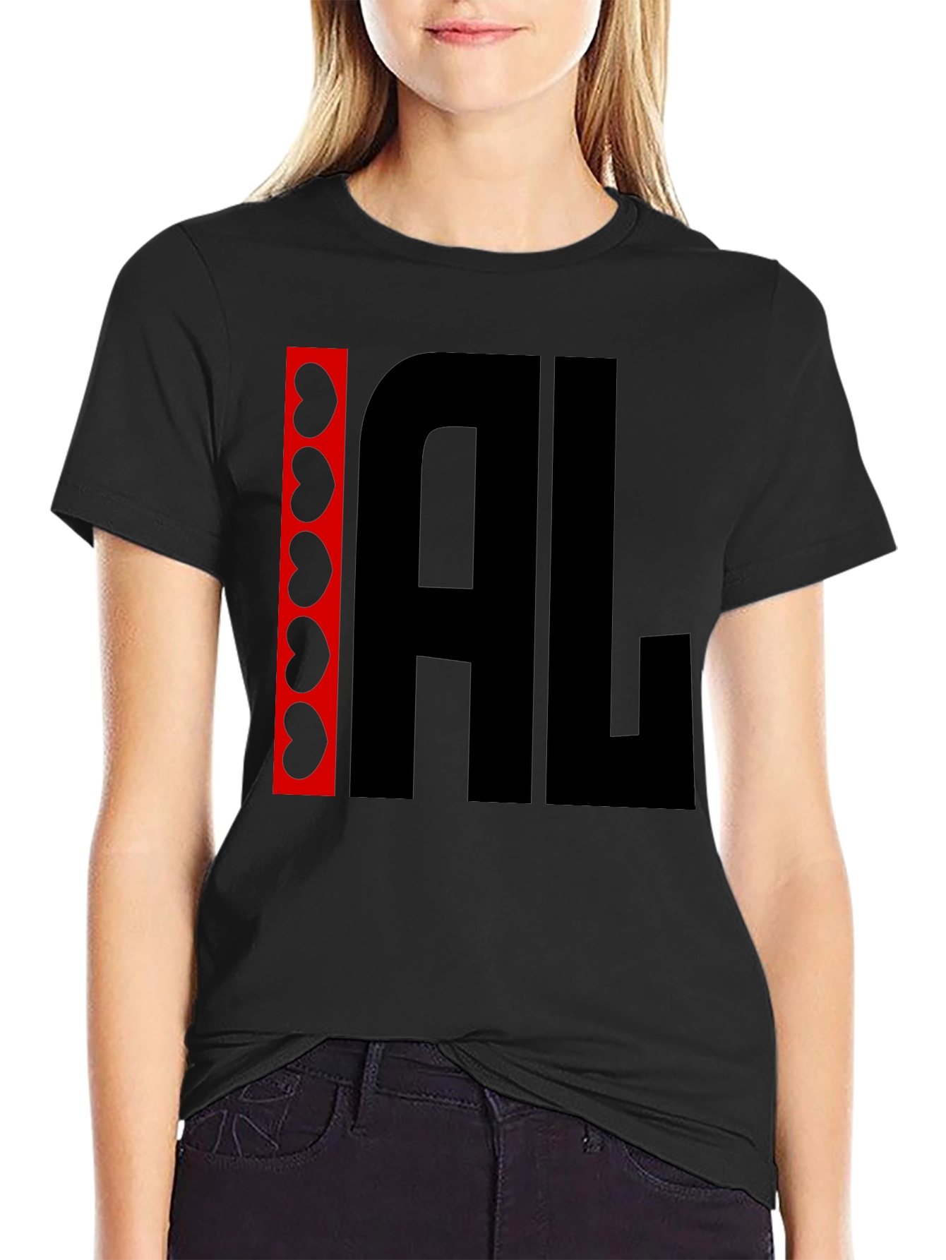 Black I Heart AL Graphic Tee - Black Cotton Shirt view 2