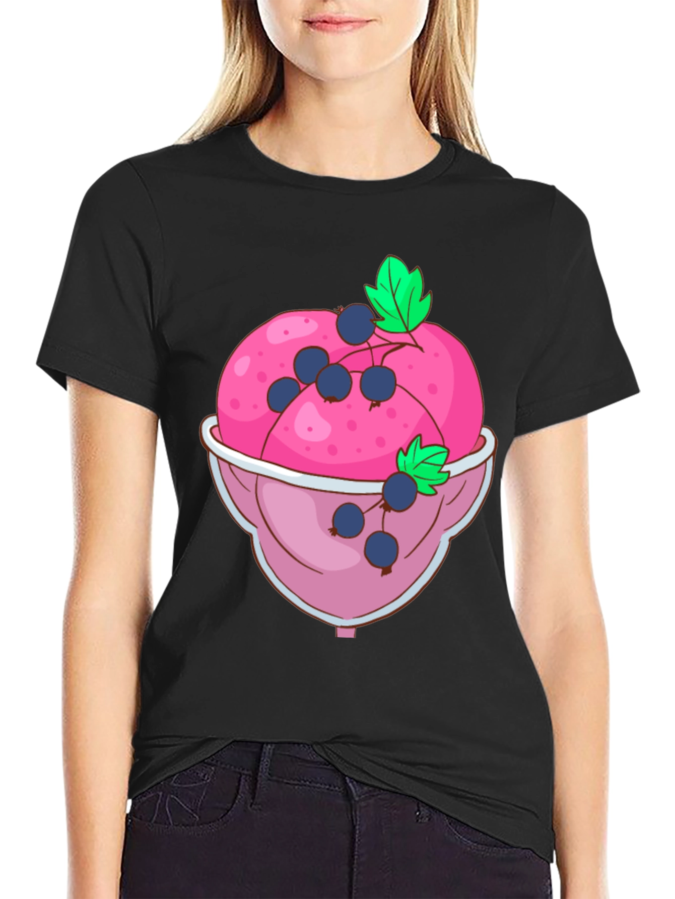Black Ice Cream Bowl Graphic Tee view 2