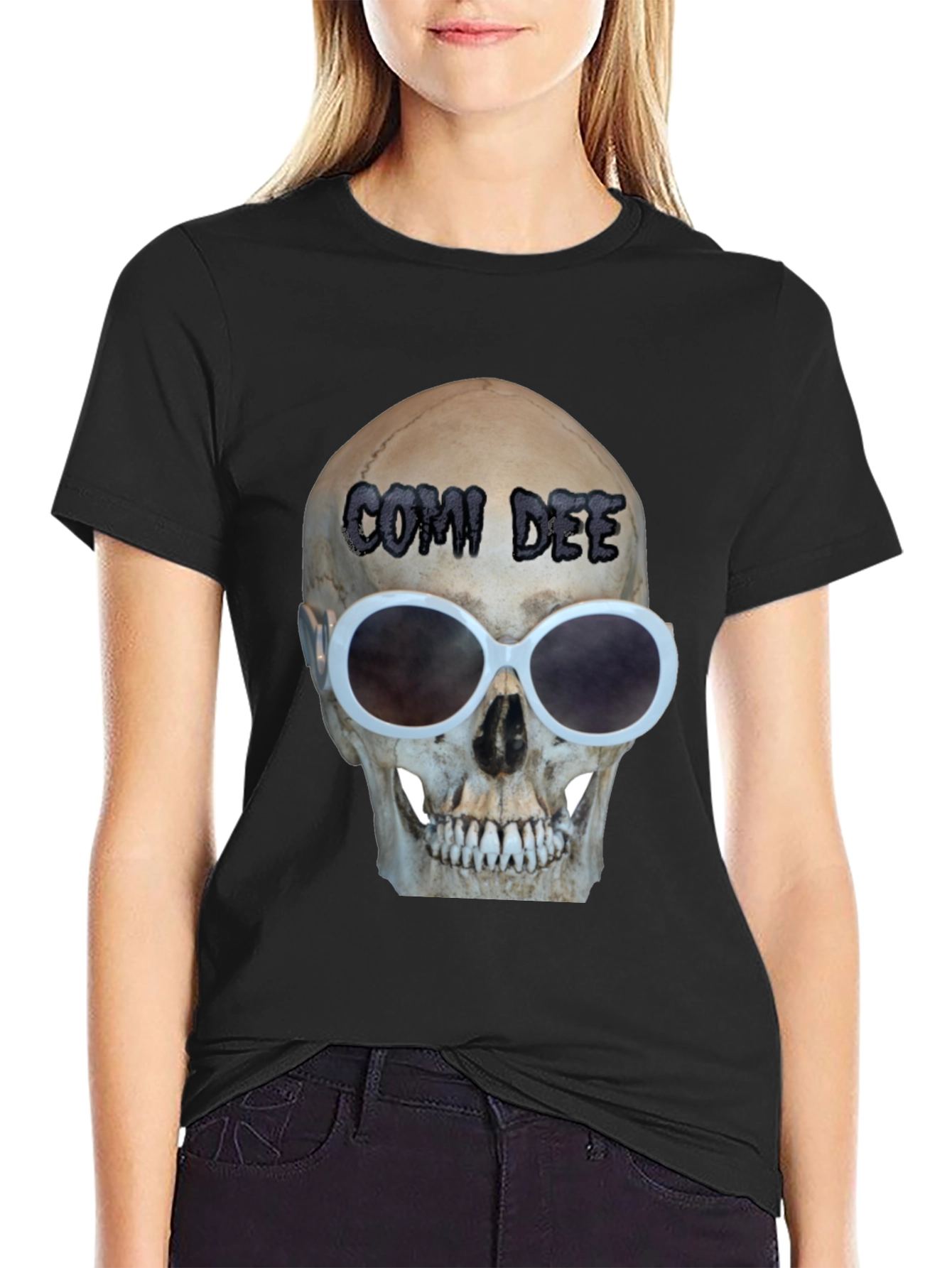 Black Skull Sunglasses T-Shirt - Comi Dee view 2
