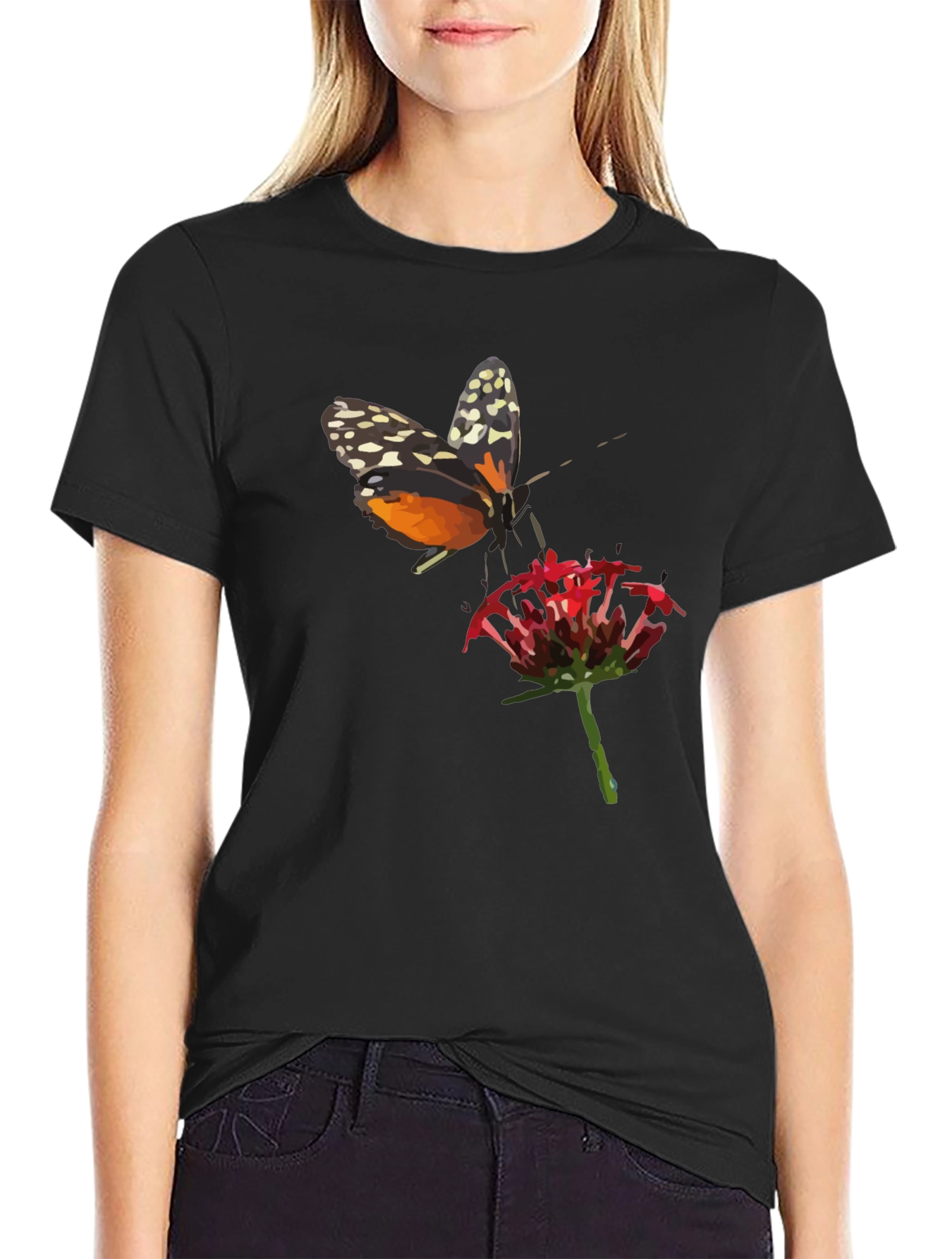Black Butterfly Graphic T-Shirt - Stylish Men's Black Tee view 2
