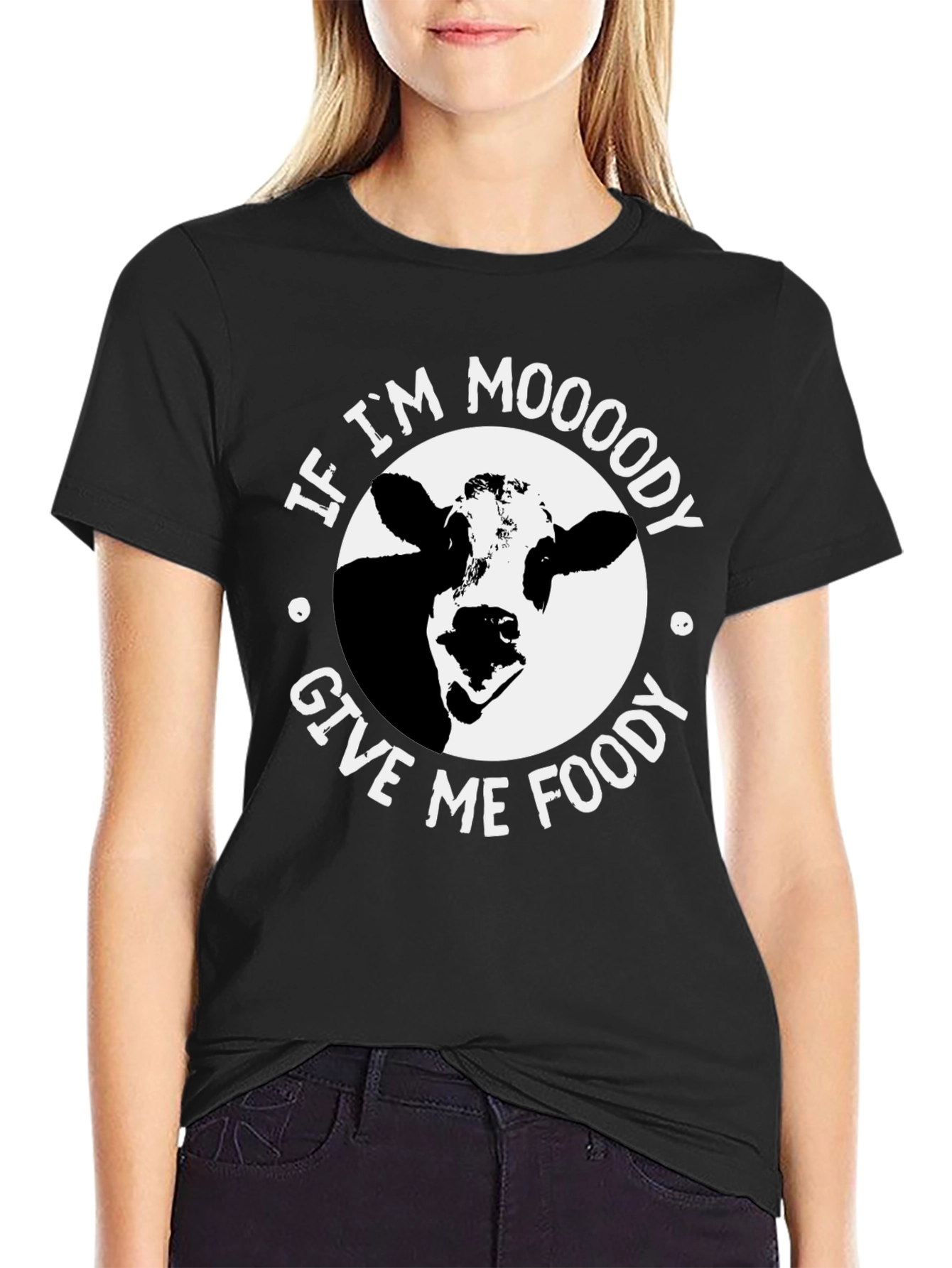 Black Moody Cow Graphic T-Shirt - Funny Unisex Tee view 2