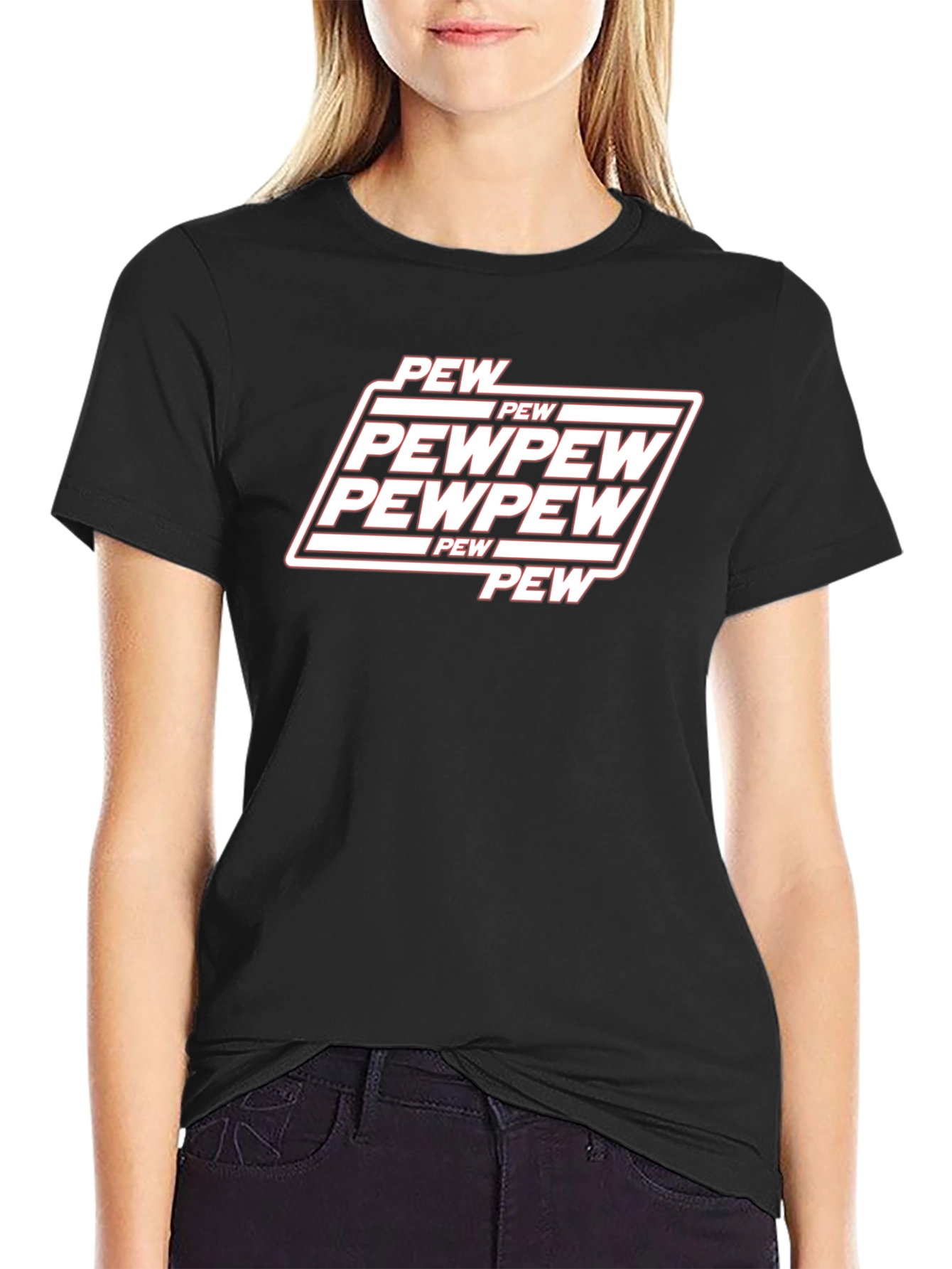 Black Pew Pew Graphic Tee - Cool Gamer Style Shirt view 2