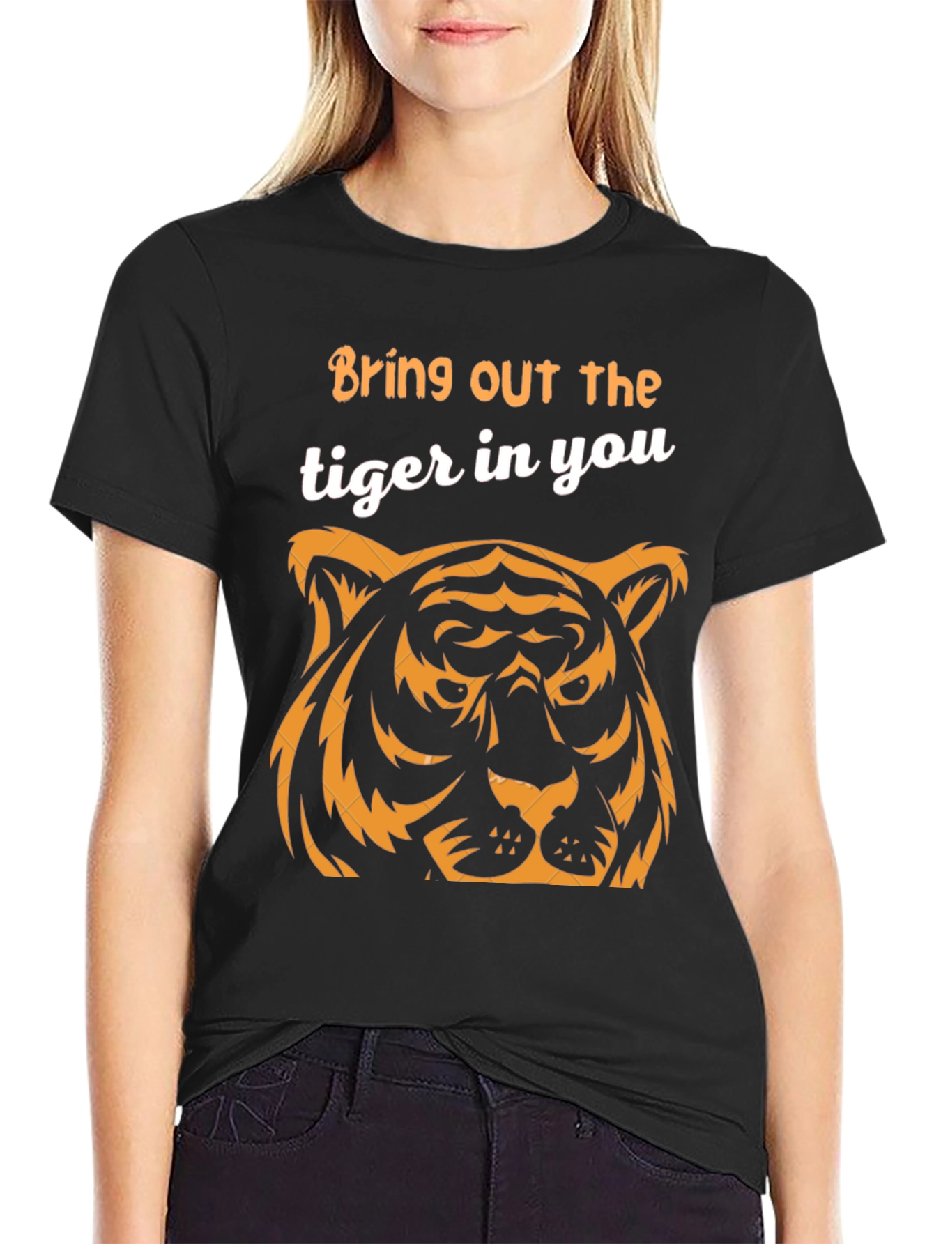 Black Unleash Your Inner Tiger Graphic T-Shirt view 2