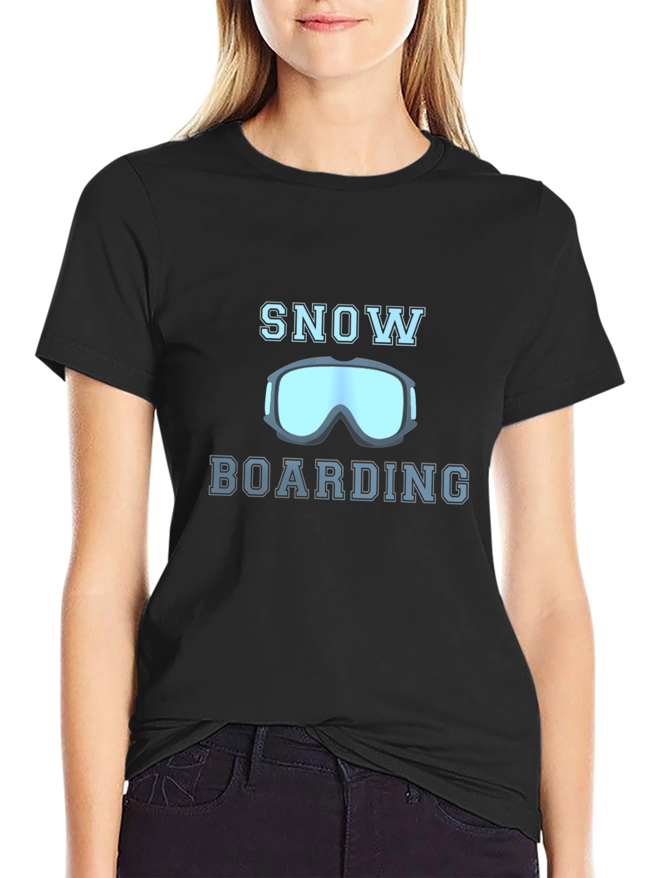 Black Snowboarding Graphic Tee - Black Cotton Blend Shirt view 2