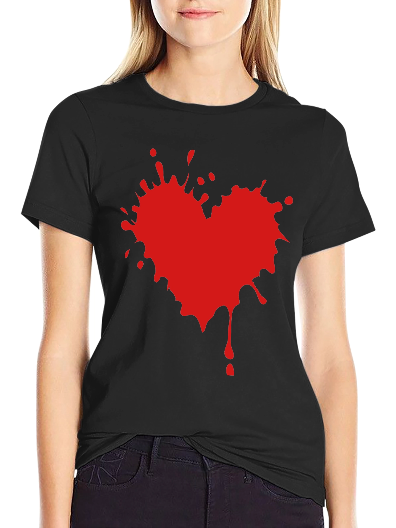 Black Heart Splatter Graphic Tee - Black T-Shirt view 2