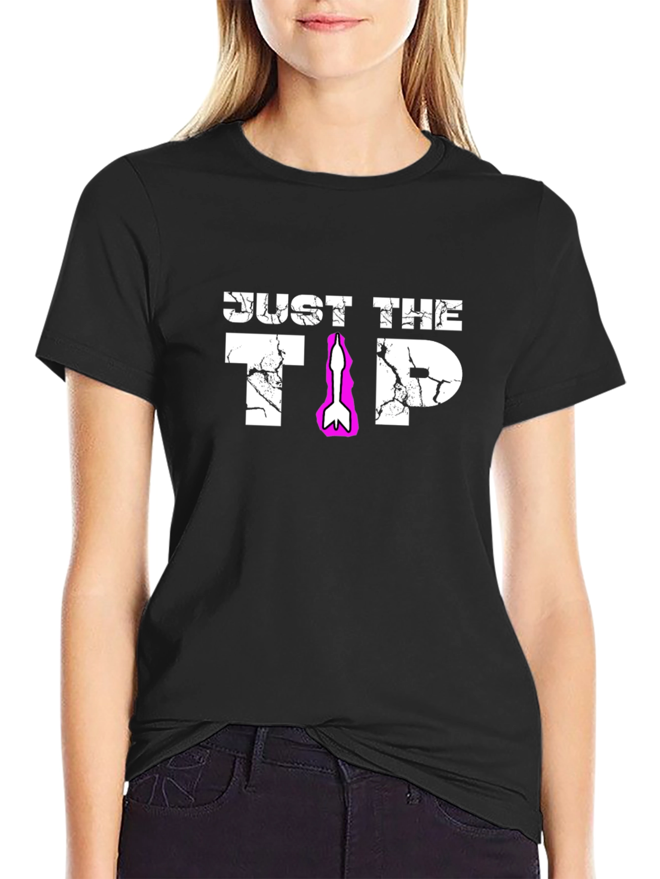 Black Just The Tip Graphic T-Shirt - Adult Humor Tee view 2