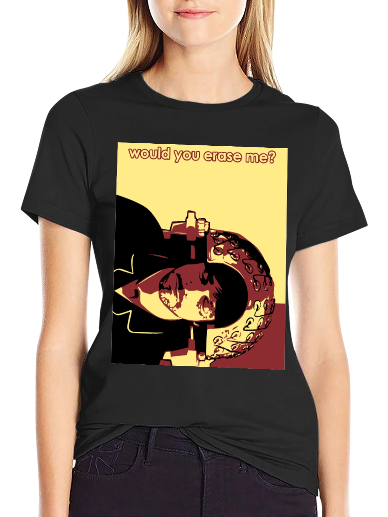 Black Would You Erase Me Graphic Tee view 2