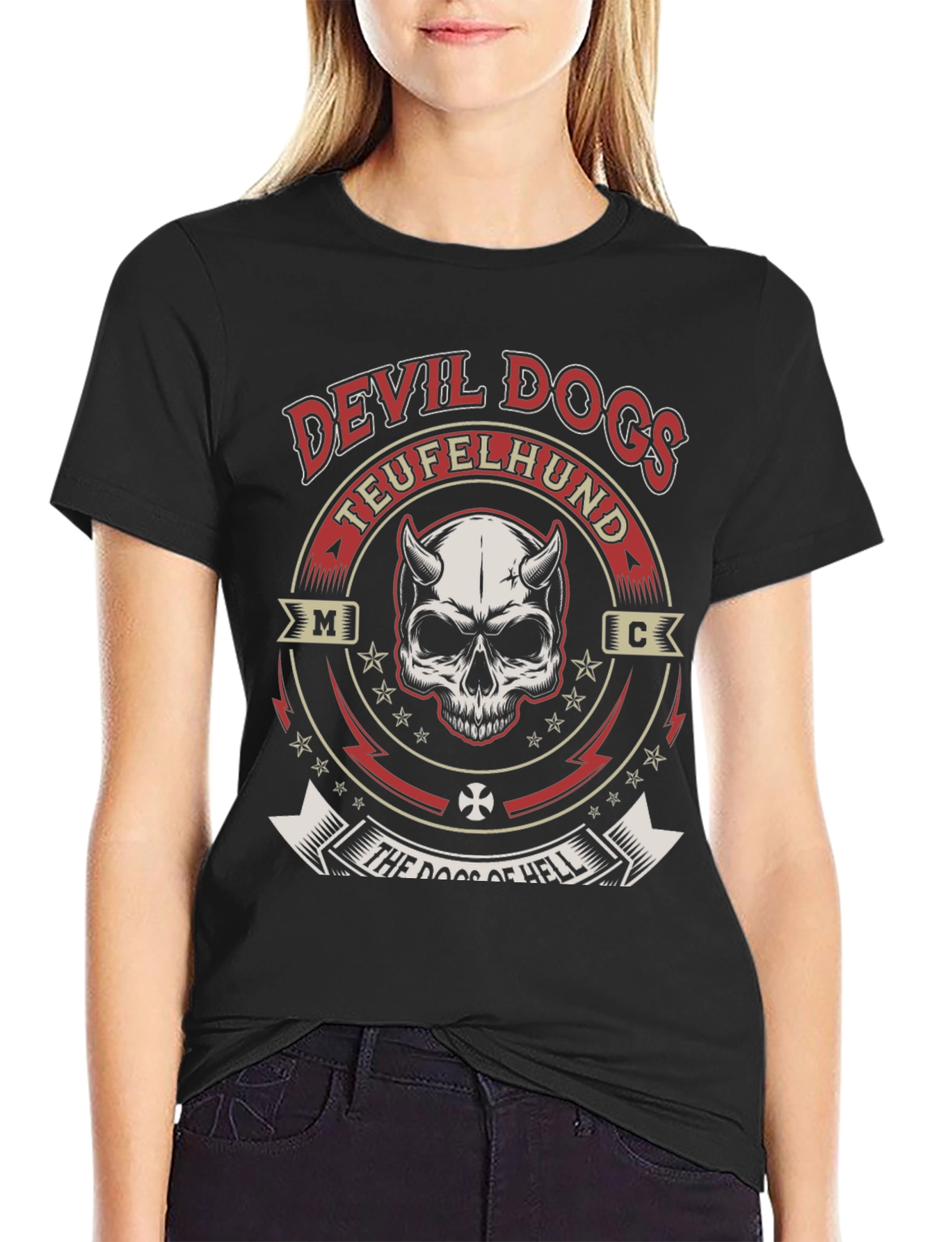 Black Devil Dogs Teufelhund T-Shirt - Skull Graphic Tee view 2