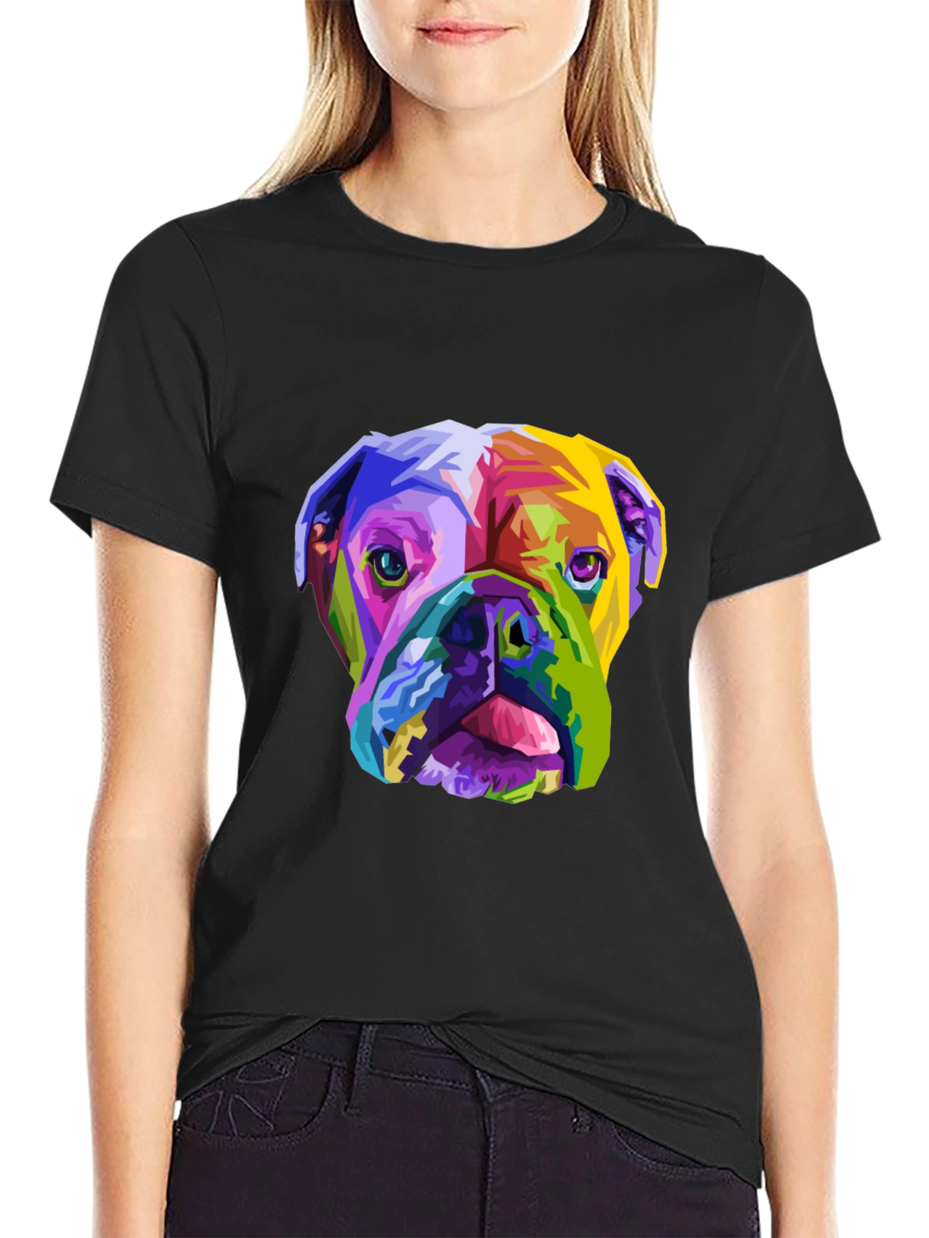 Black Colorful Dog Graphic T-Shirt - Stylish Pet Lover Tee view 2