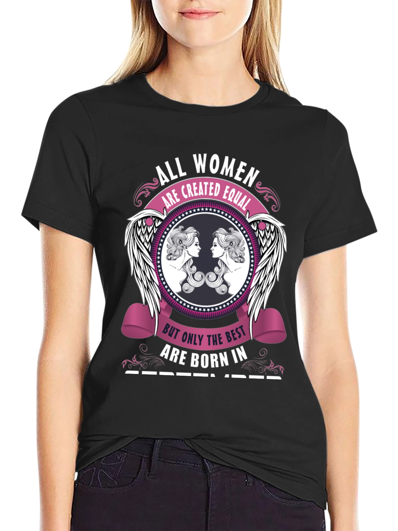 Black All Women September Birthday Graphic T-Shirt view 2