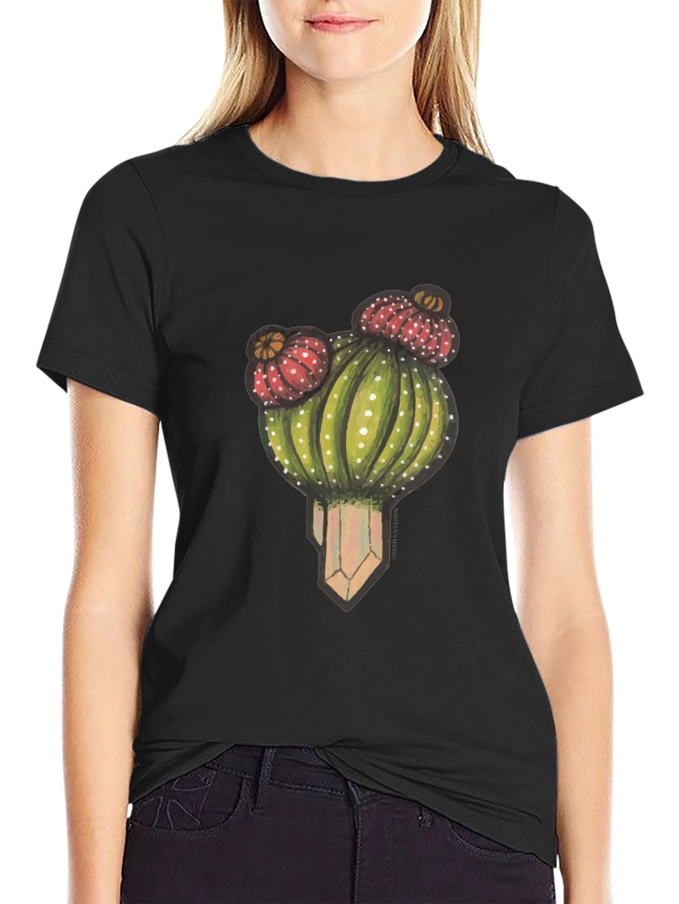 Black Cactus Graphic Tee - Stylish Unisex Black T-Shirt view 2