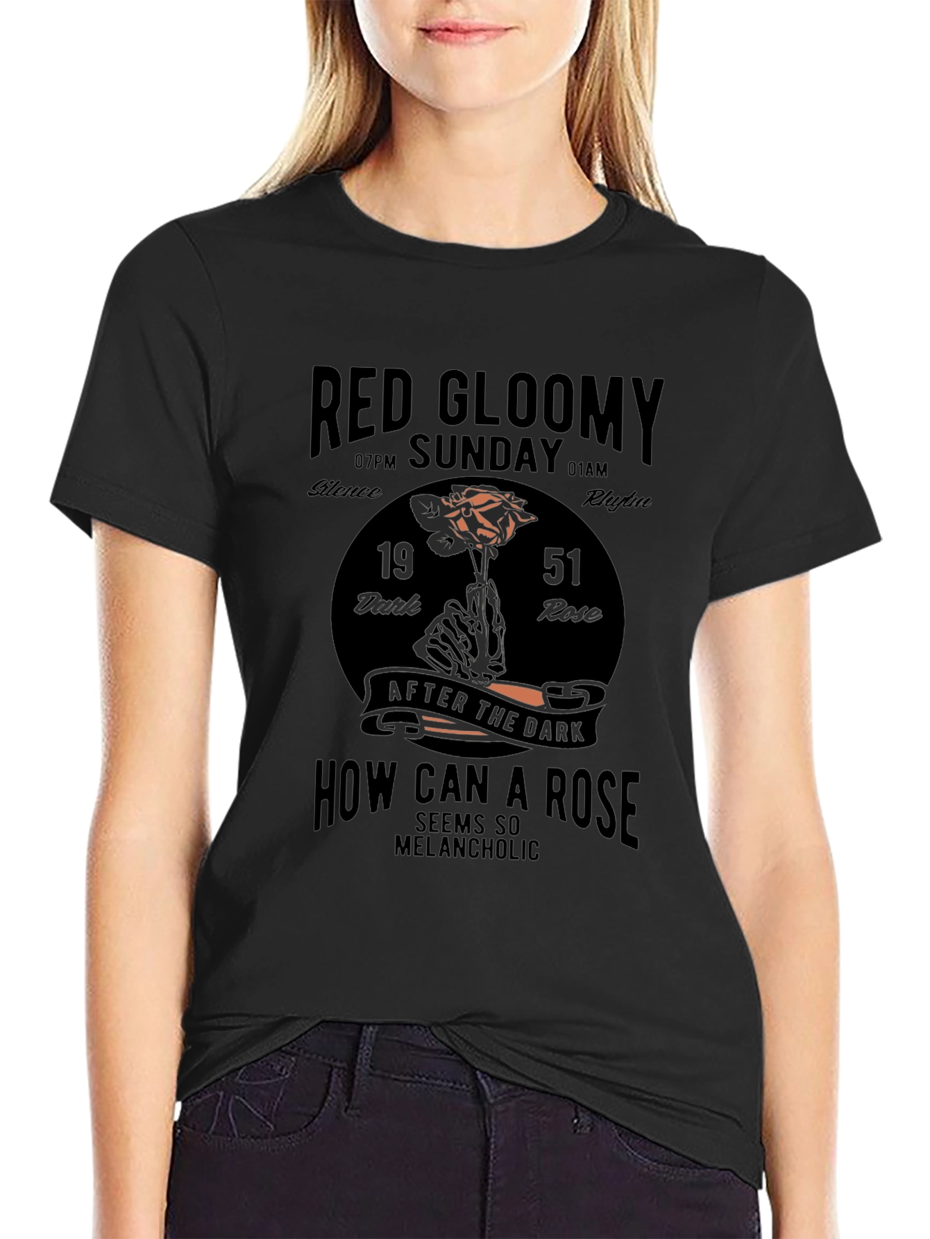 Black Red Gloomy Sunday Graphic T-Shirt view 2