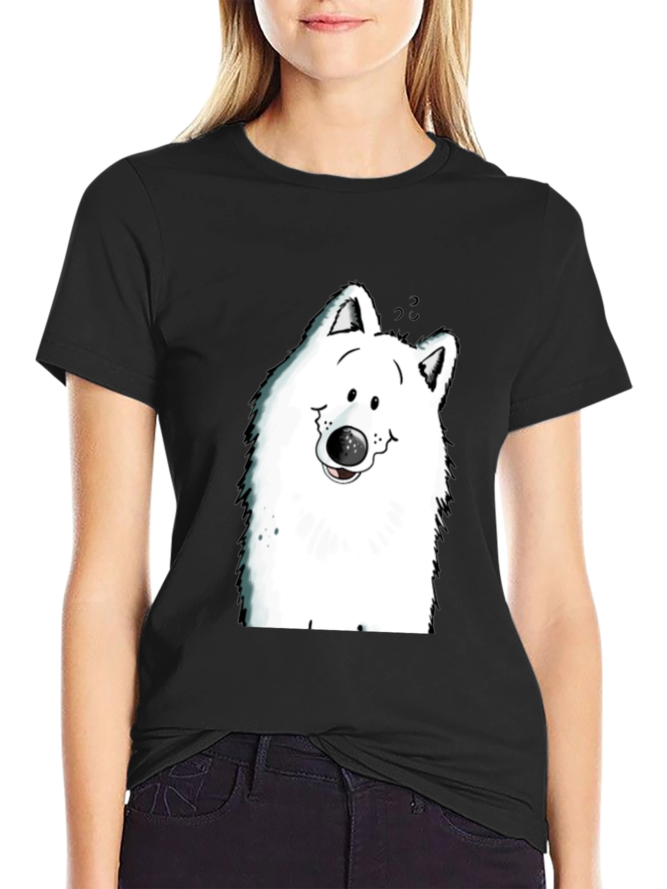 Black Cartoon Dog Graphic Tee - Black T-Shirt view 2
