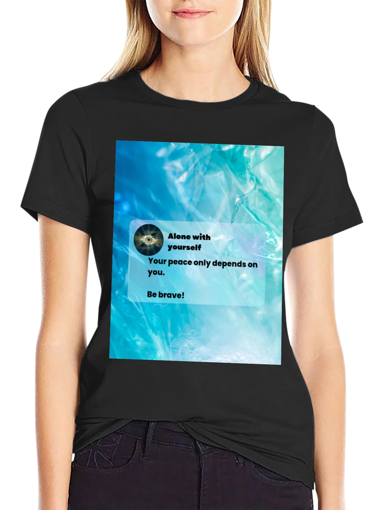 Black Alone With Yourself Graphic T-Shirt view 2