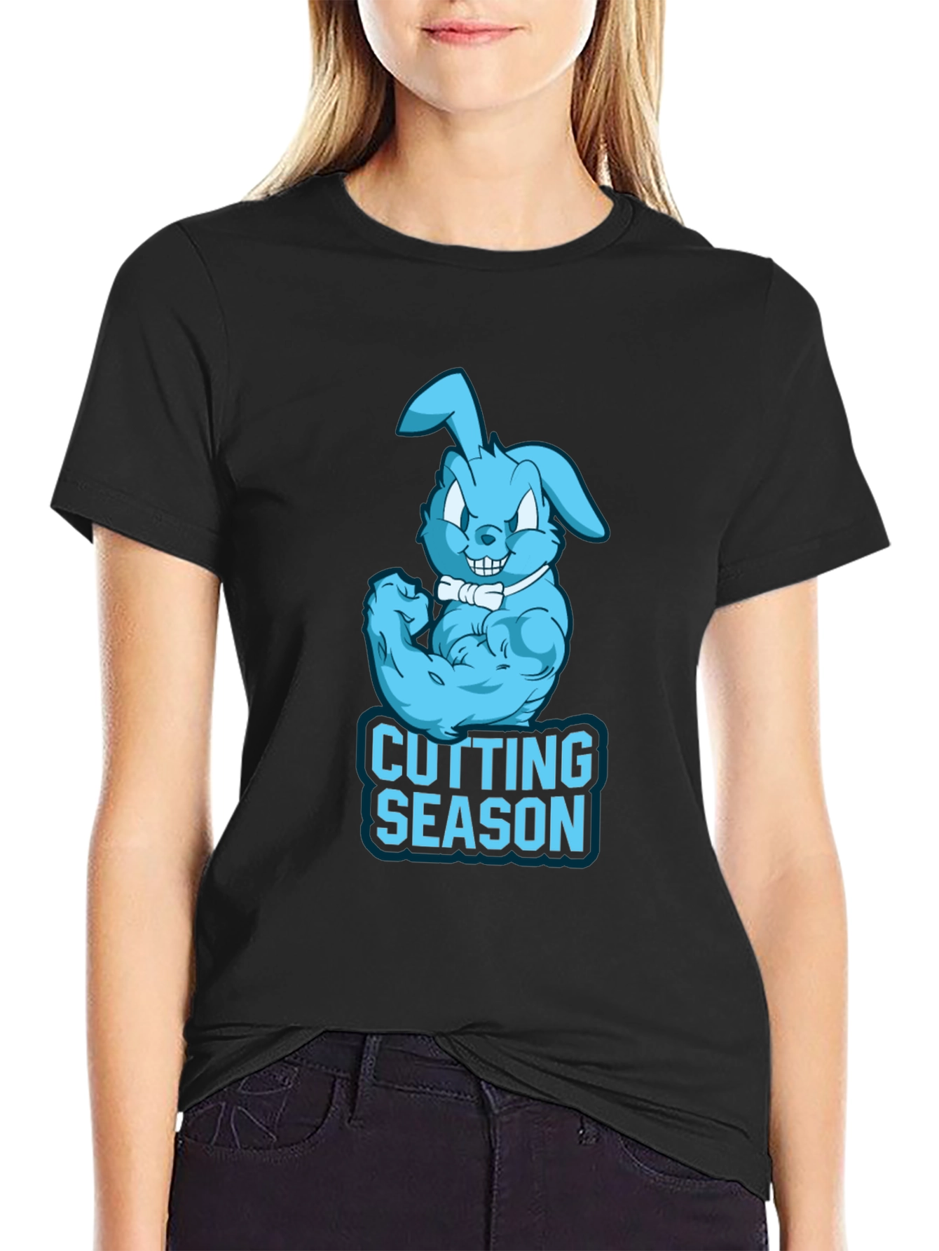 Black Cutting Season Bunny T-Shirt - Gym Apparel view 2