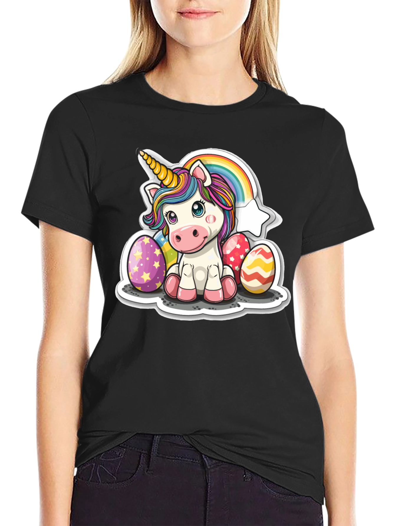 Black Unicorn Easter Egg T-Shirt view 2
