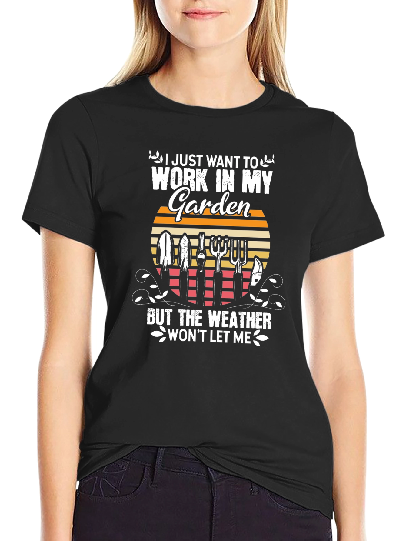 Black Gardening T-Shirt: I Just Want To Work In My Garden view 2