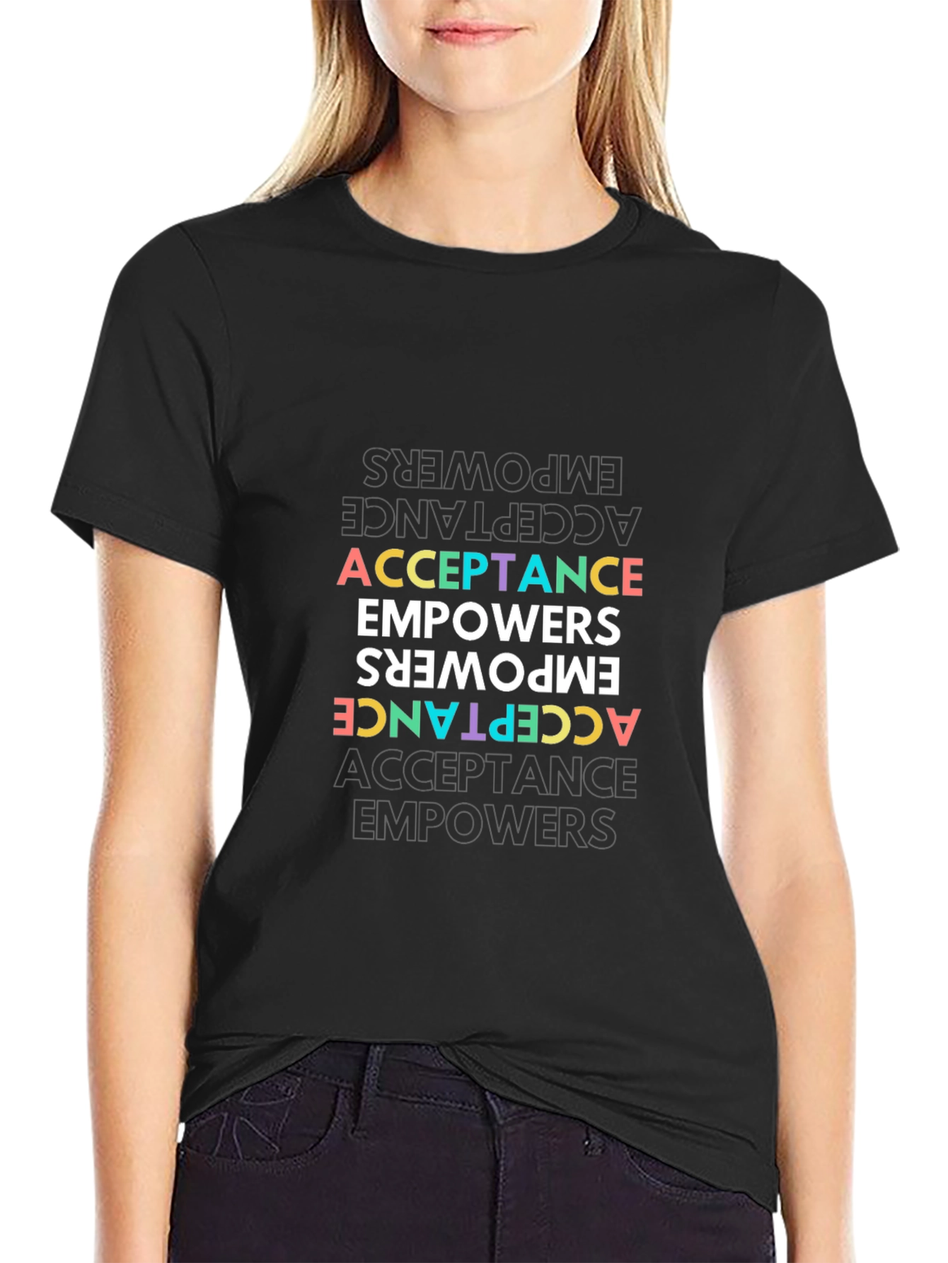Black Acceptance Empowers T-Shirt - Unisex Black Tee view 2