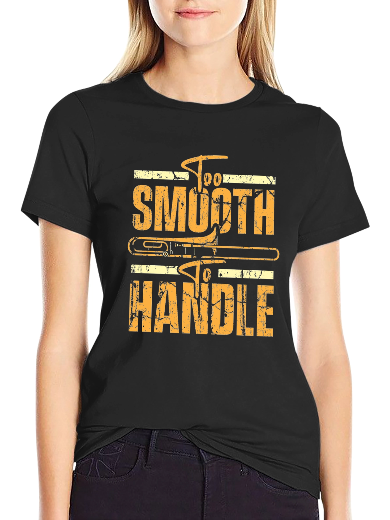 Black Too Smooth To Handle Trombone Black T-Shirt view 2