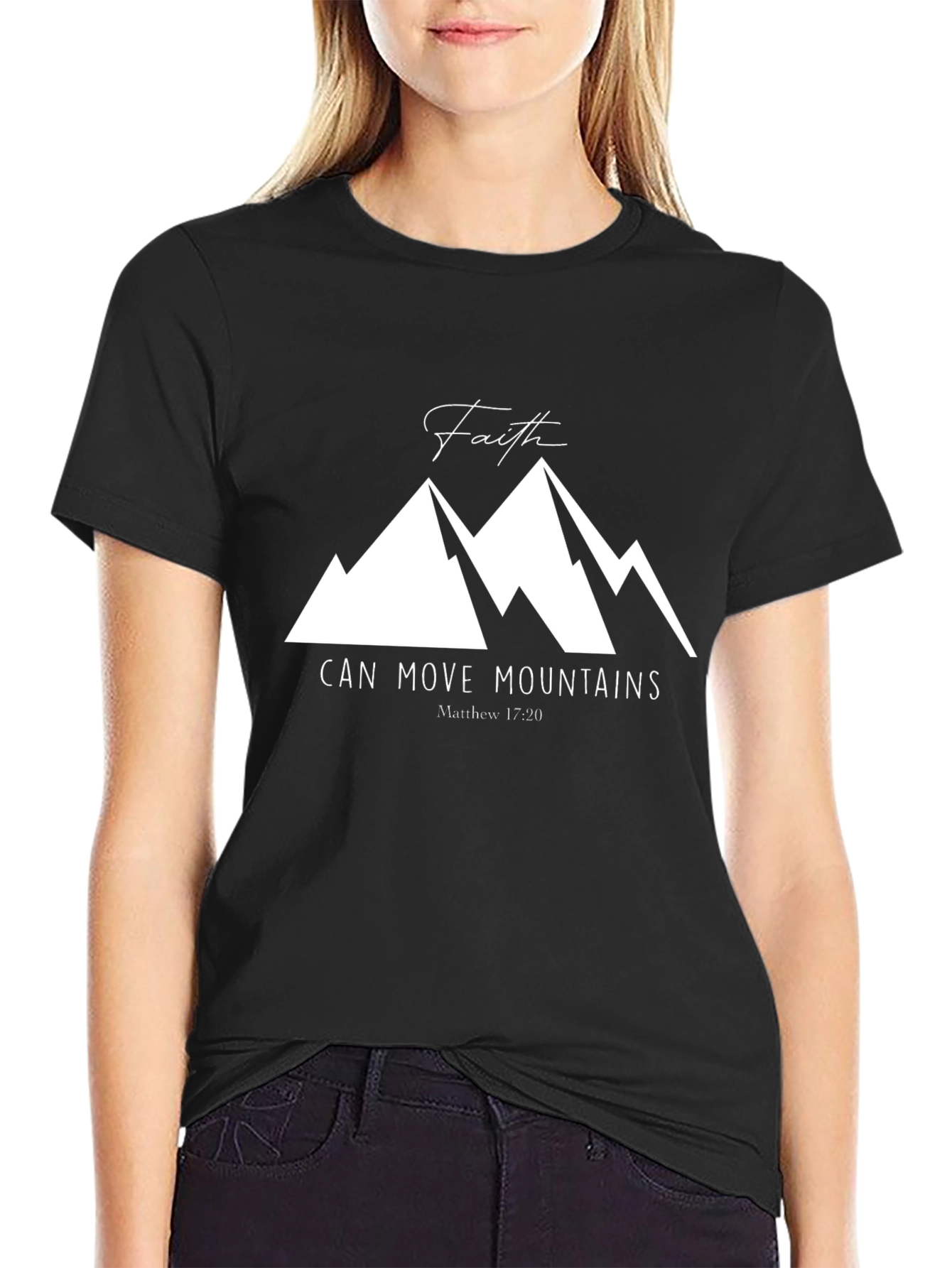 Black Faith Can Move Mountains Graphic Tee view 2
