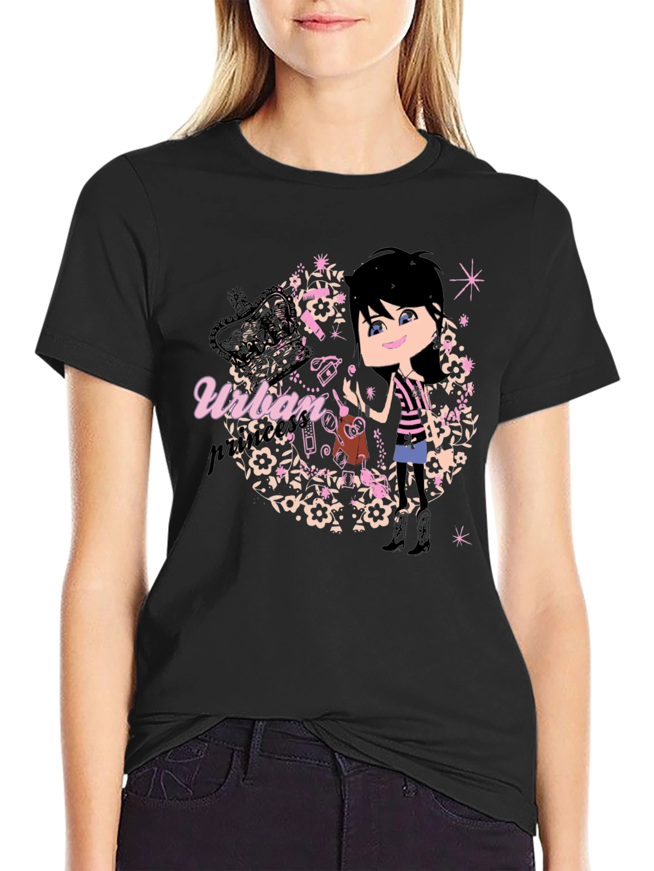 Black Urban Princess Black T-Shirt view 2
