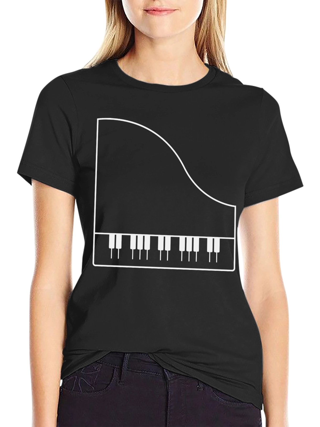 Black Piano Graphic T-Shirt - Musician Apparel view 2
