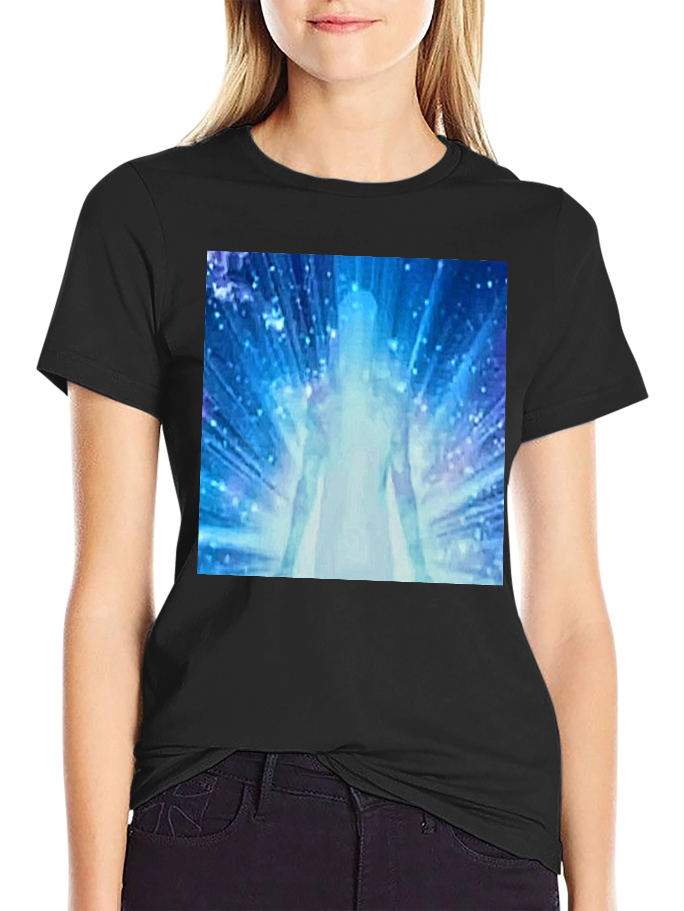 Black Astral Being T-Shirt - Cosmic Energy Design view 2