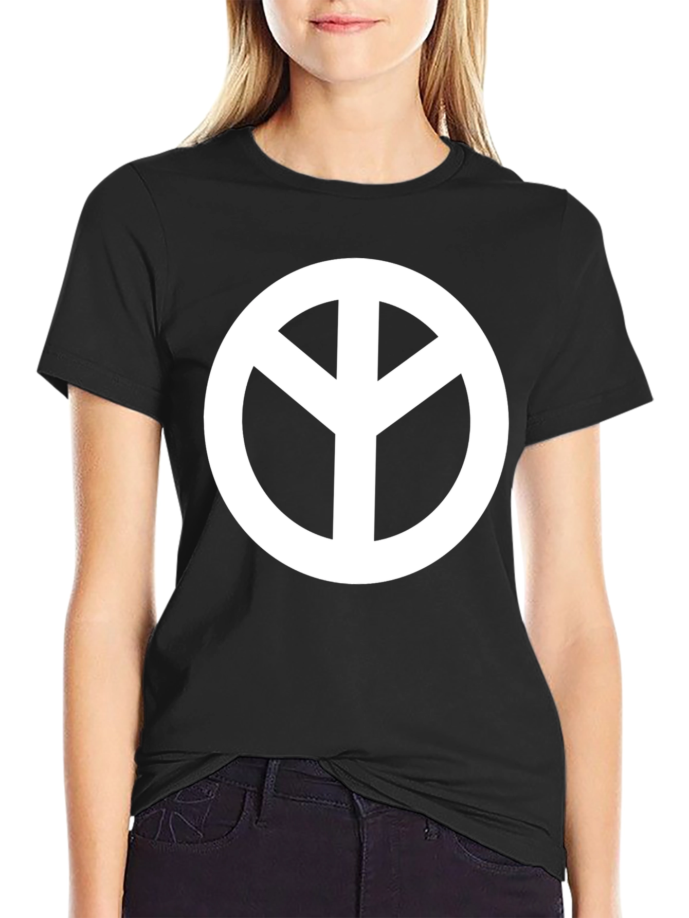 Black Peace Symbol Black T-Shirt view 2