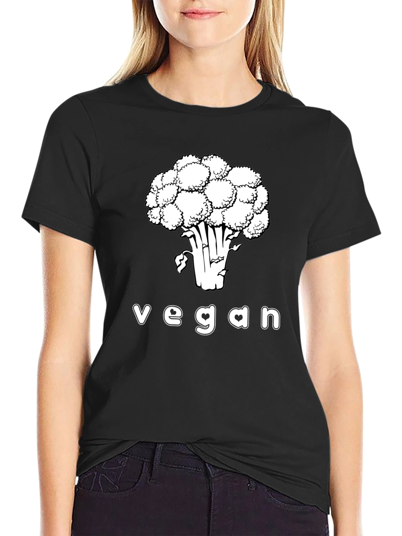 Black Vegan T-Shirt Cauliflower Graphic Tee view 2