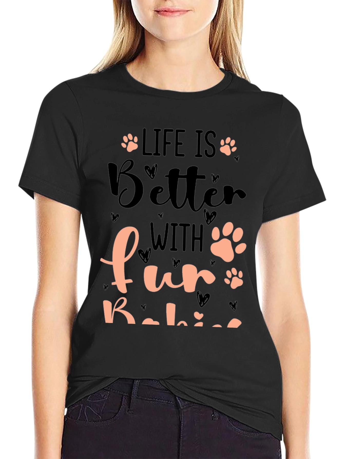 Black Life is Better with Fur Babies T-Shirt view 2