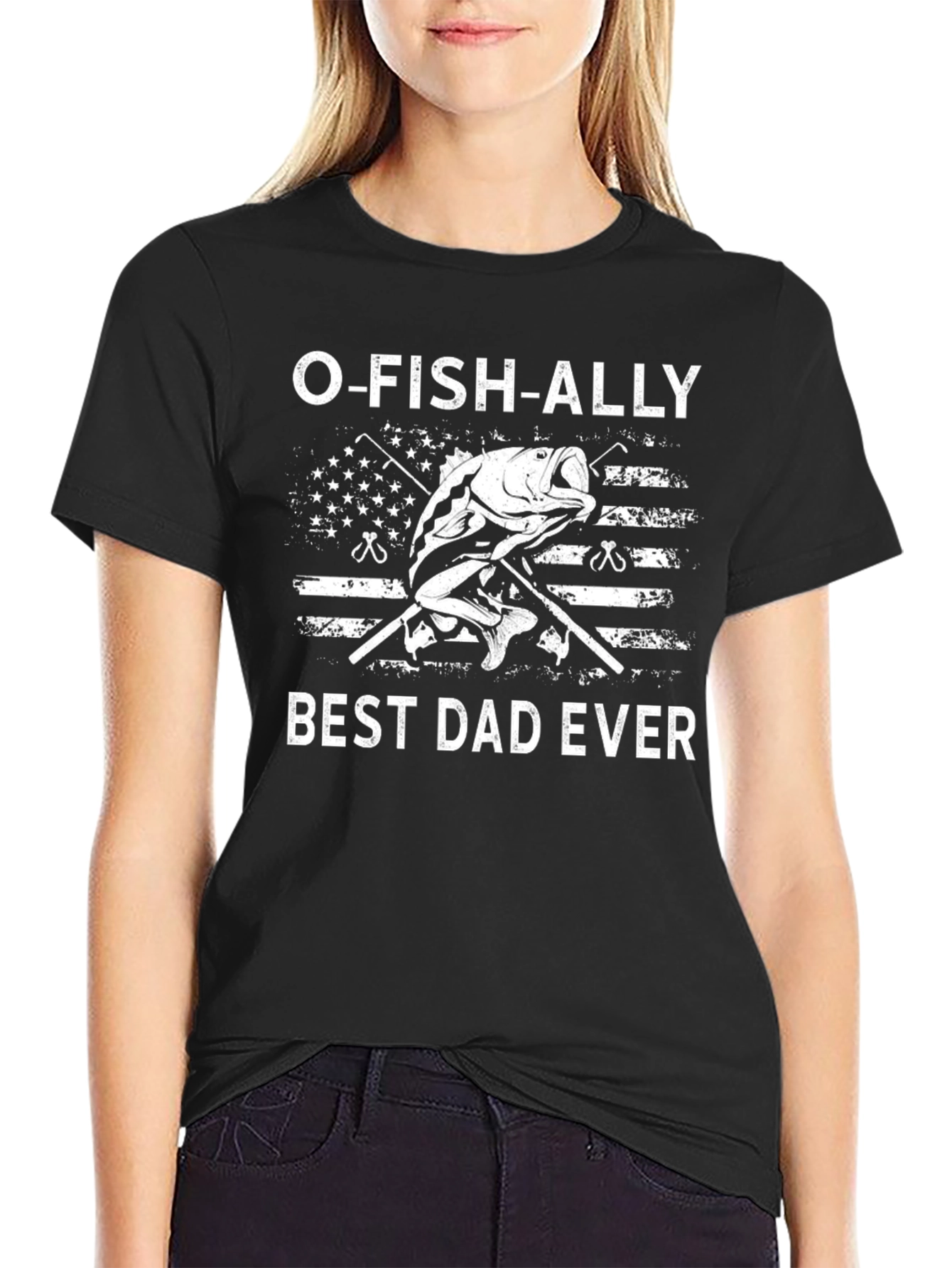Black O-FISH-ALLY Best Dad Ever T-Shirt view 2