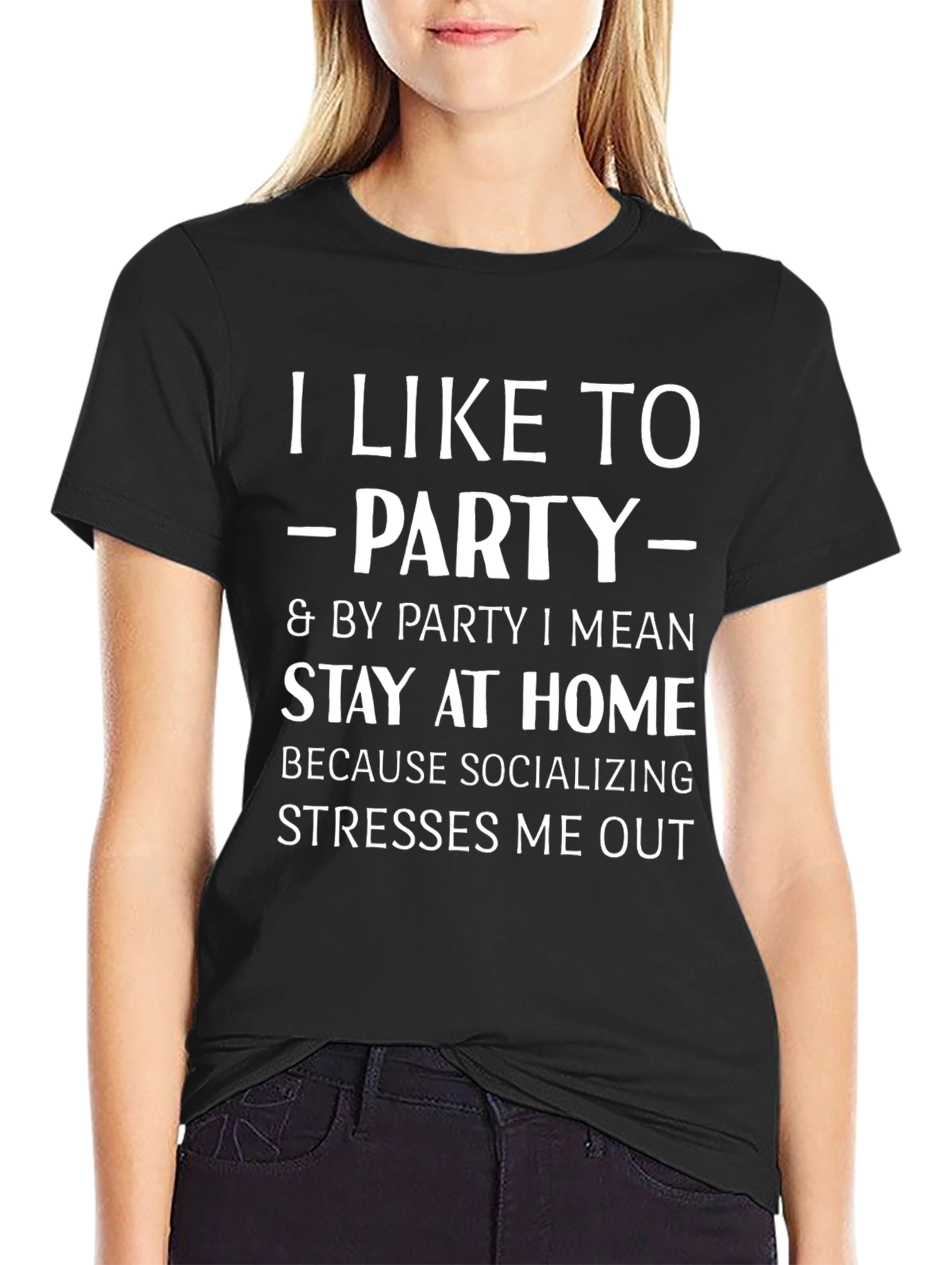 Black Introvert Party T-Shirt: Stay Home & Socialize Less view 2