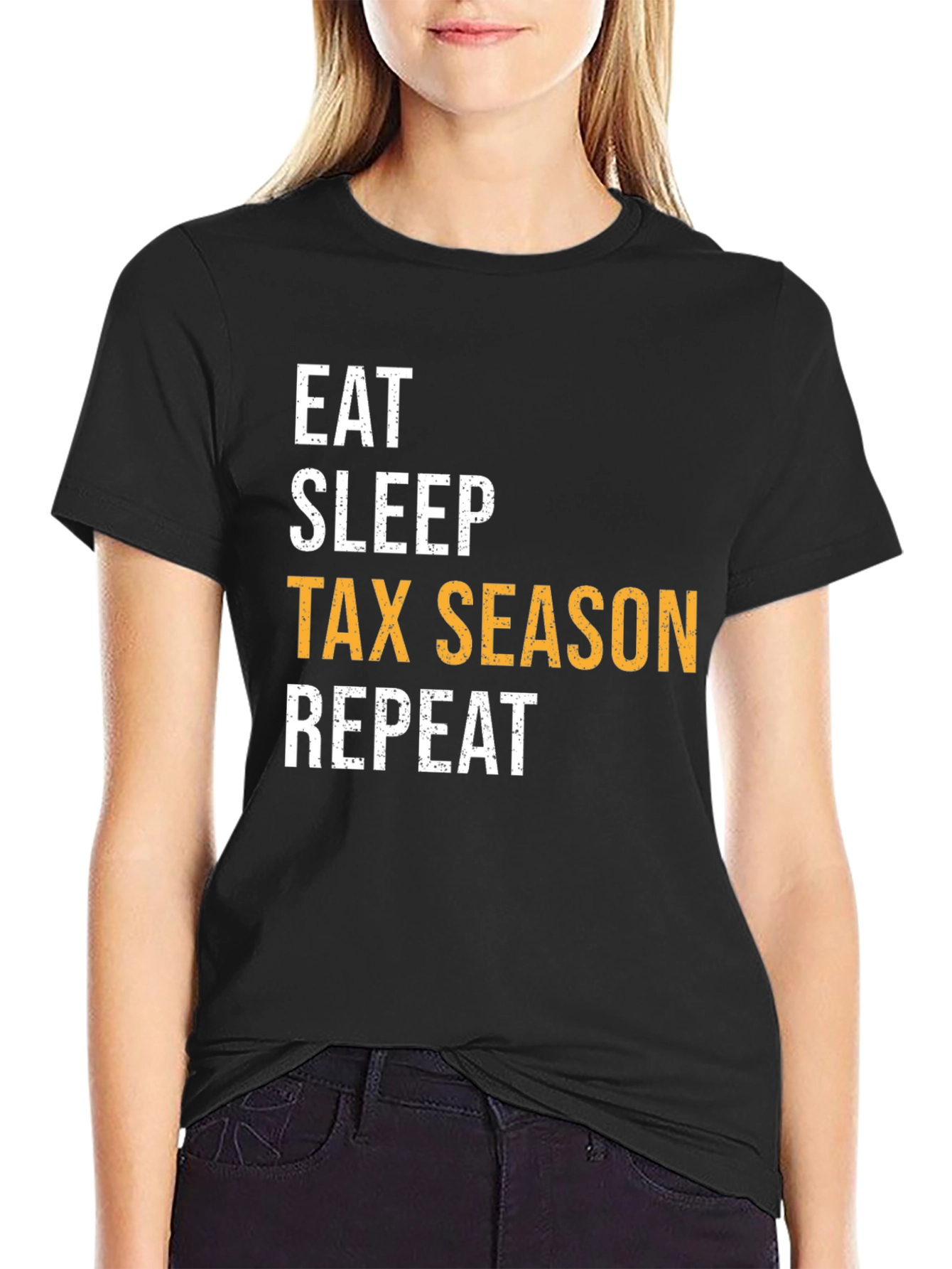 Black Eat Sleep Tax Season Repeat Black Graphic Tee view 2