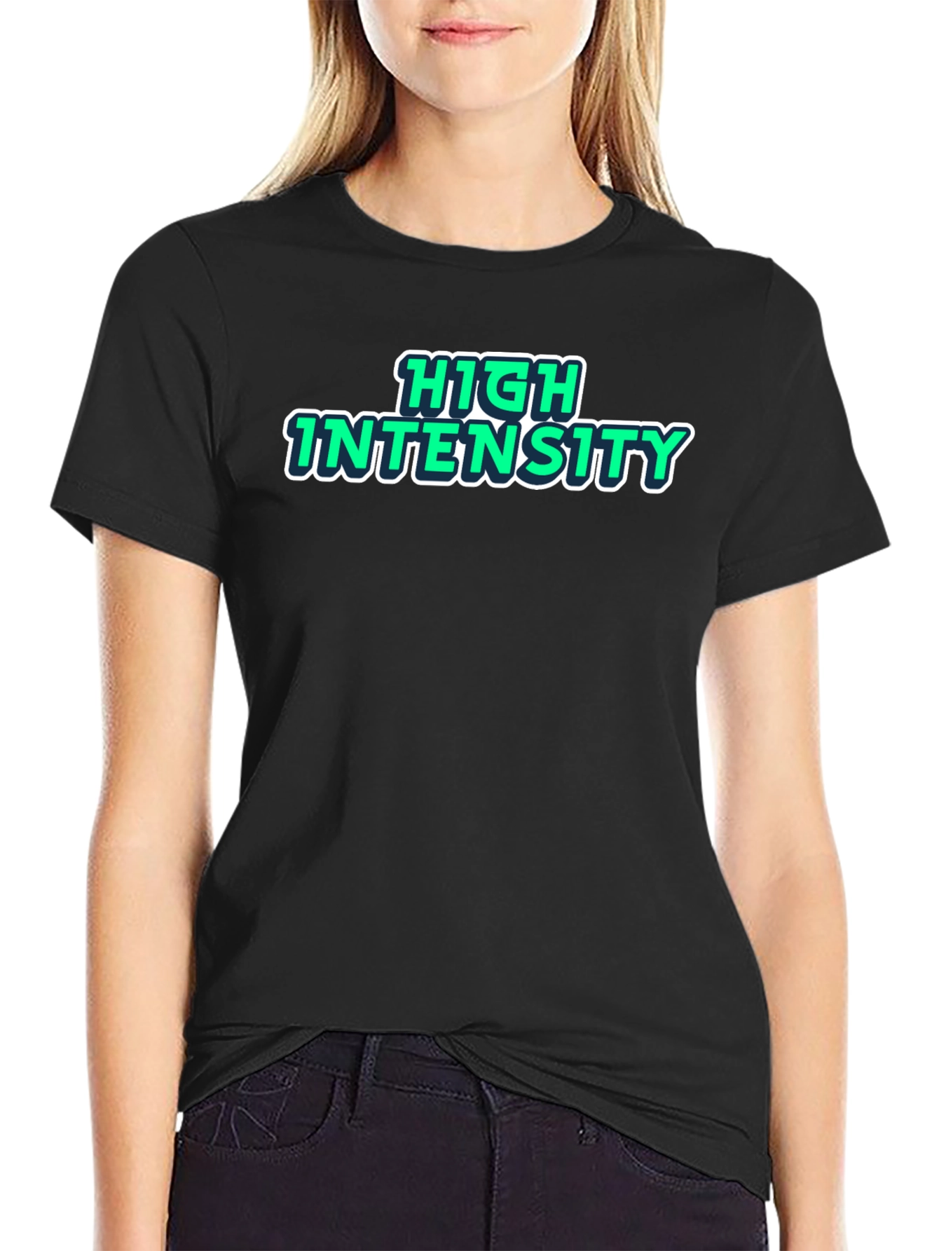 Black High Intensity Graphic Print Black T-Shirt view 2